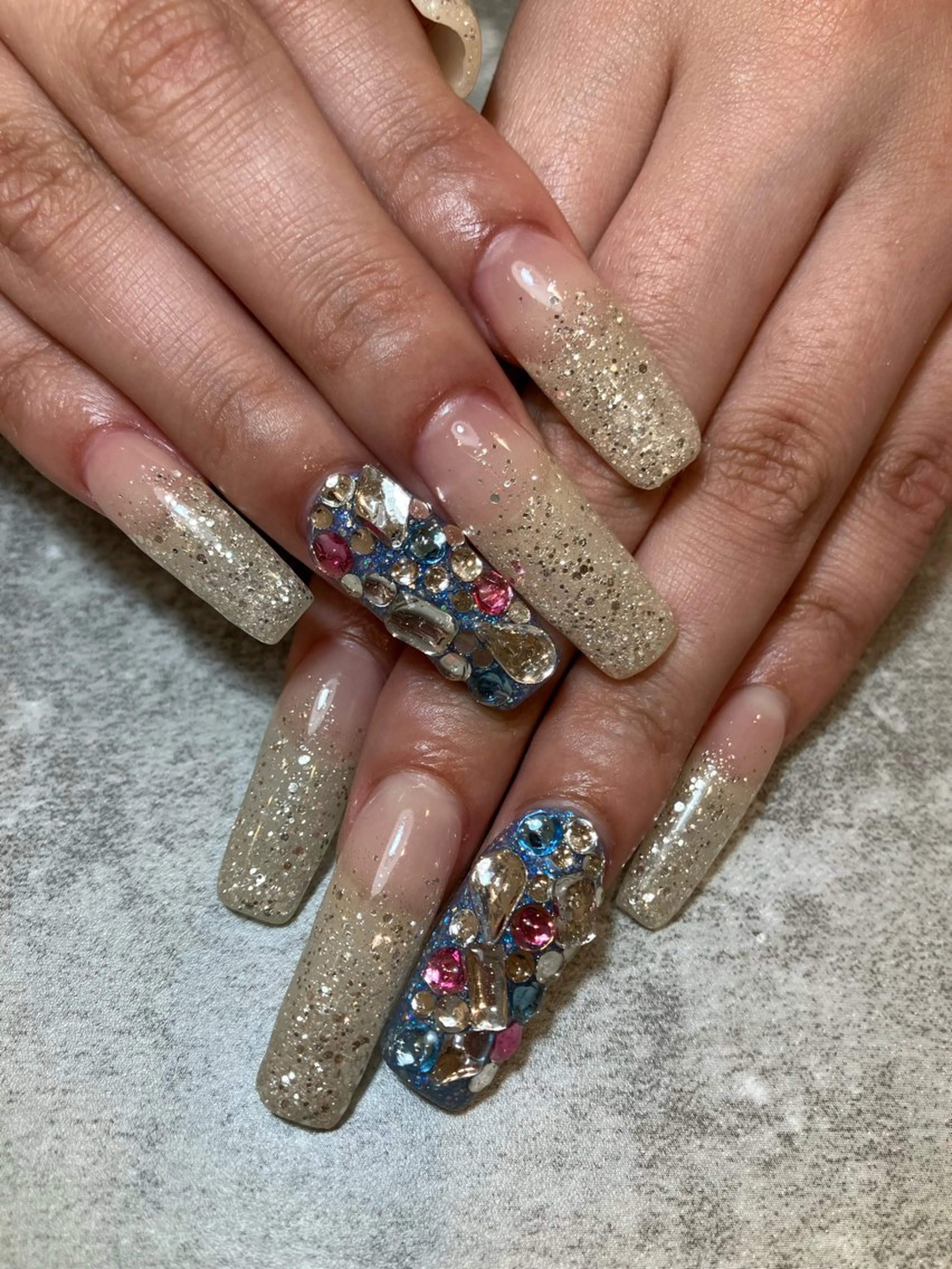 ネイル グラデーション ラメ(グリッター) ラメグラデーション スカルプネイル nail salon PRIMYU-LAのネイルデザイン