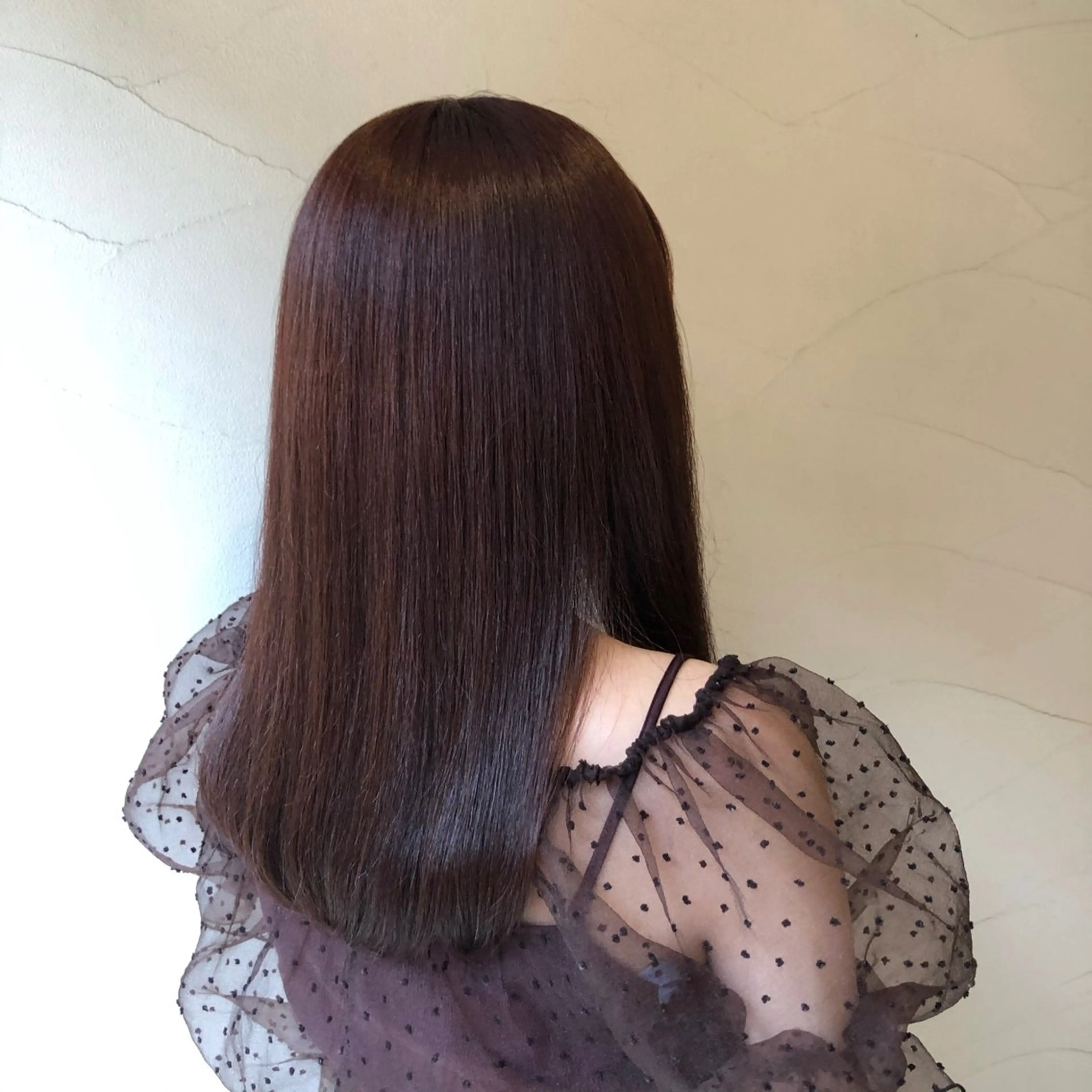 セミロング カラー 縮毛矯正×髪質改善 カラー×クロスパーマのヘアスタイル