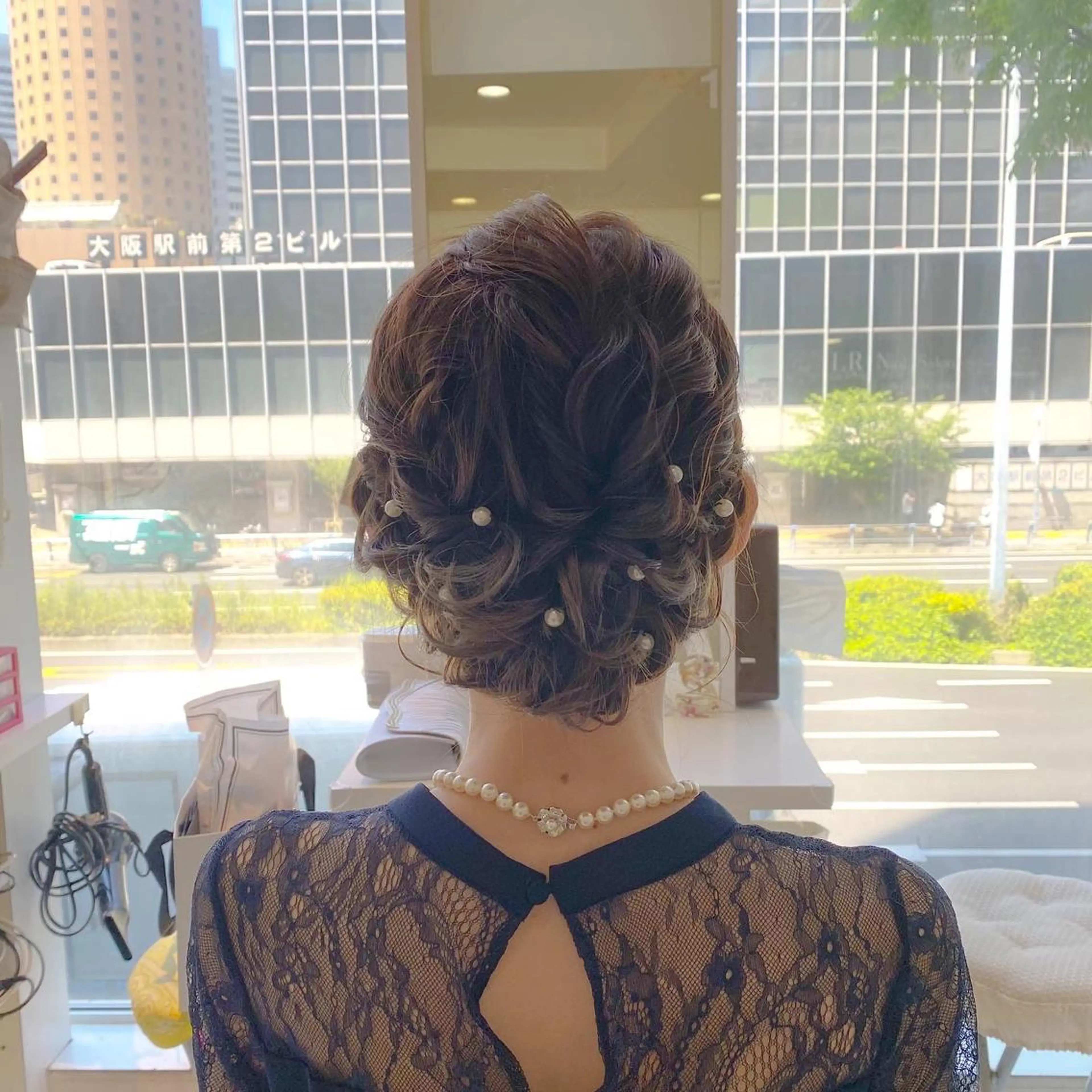 セミロング ヘアアレンジ ヘアセット 竹野 実優のヘアスタイル