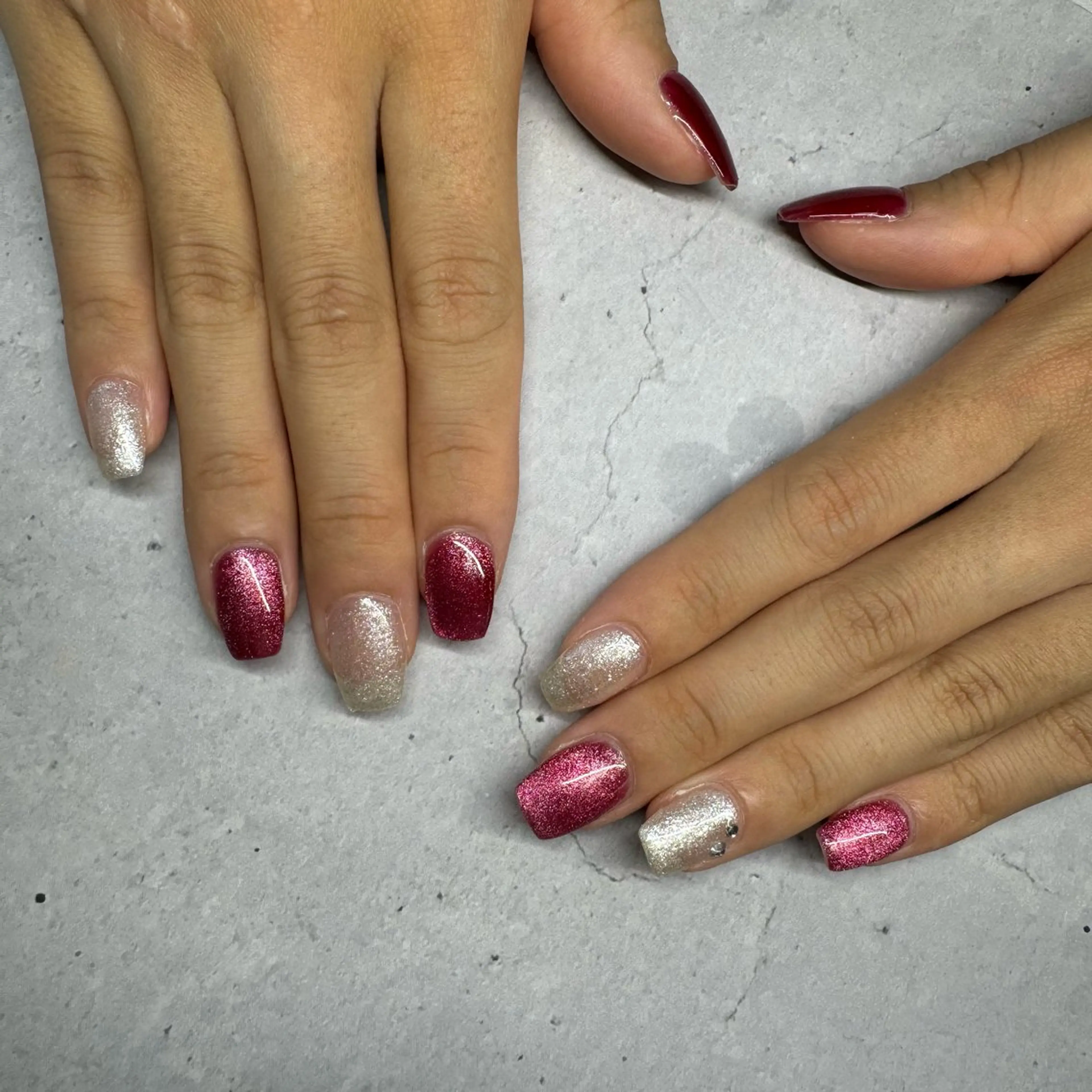 ネイル ワンカラーネイル ストーンネイル ハンドネイル Nuts nail nagisaのネイルデザイン