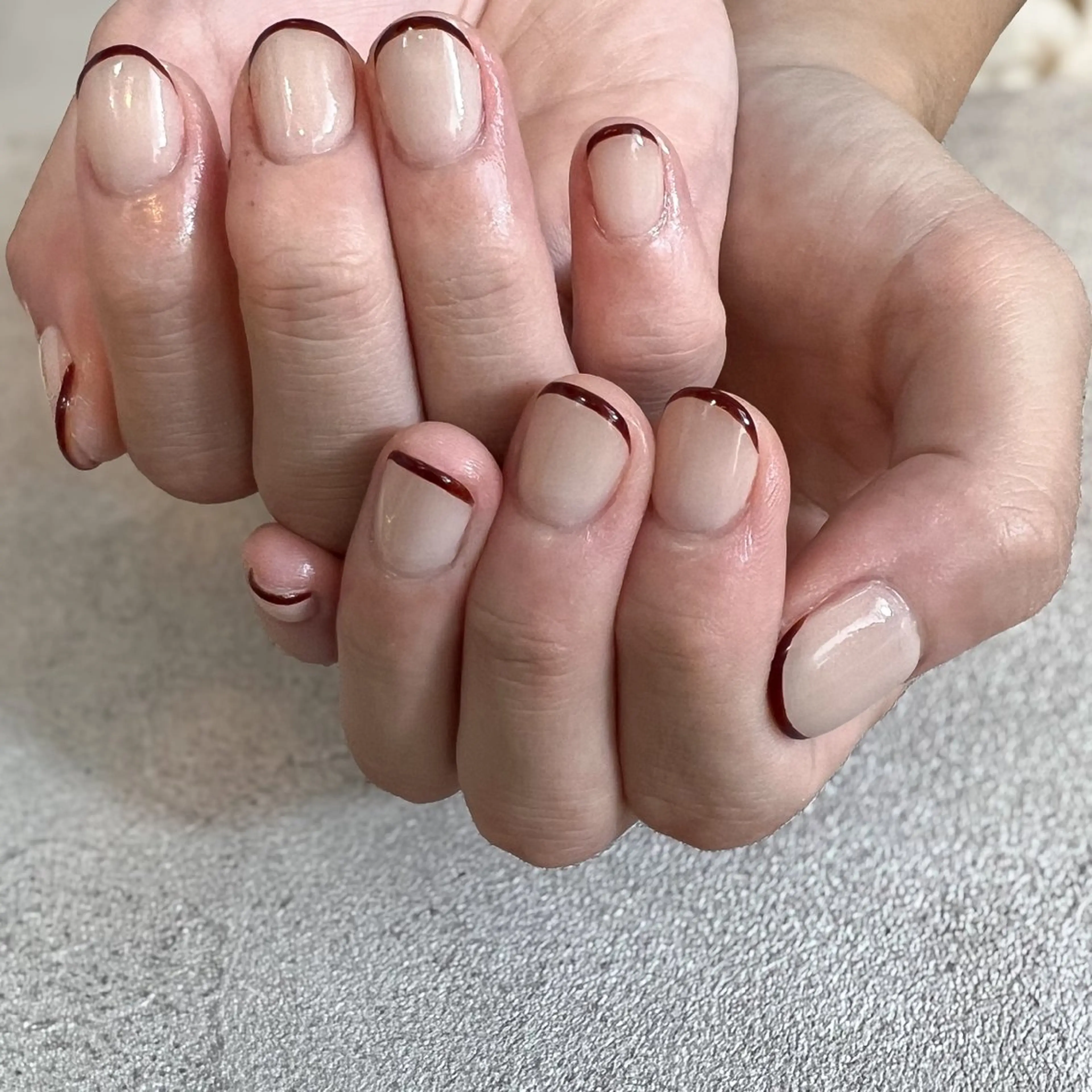 ネイル ボルドー フレンチネイル シンプルネイル ハンドネイル pointillé .ayaのネイルデザイン