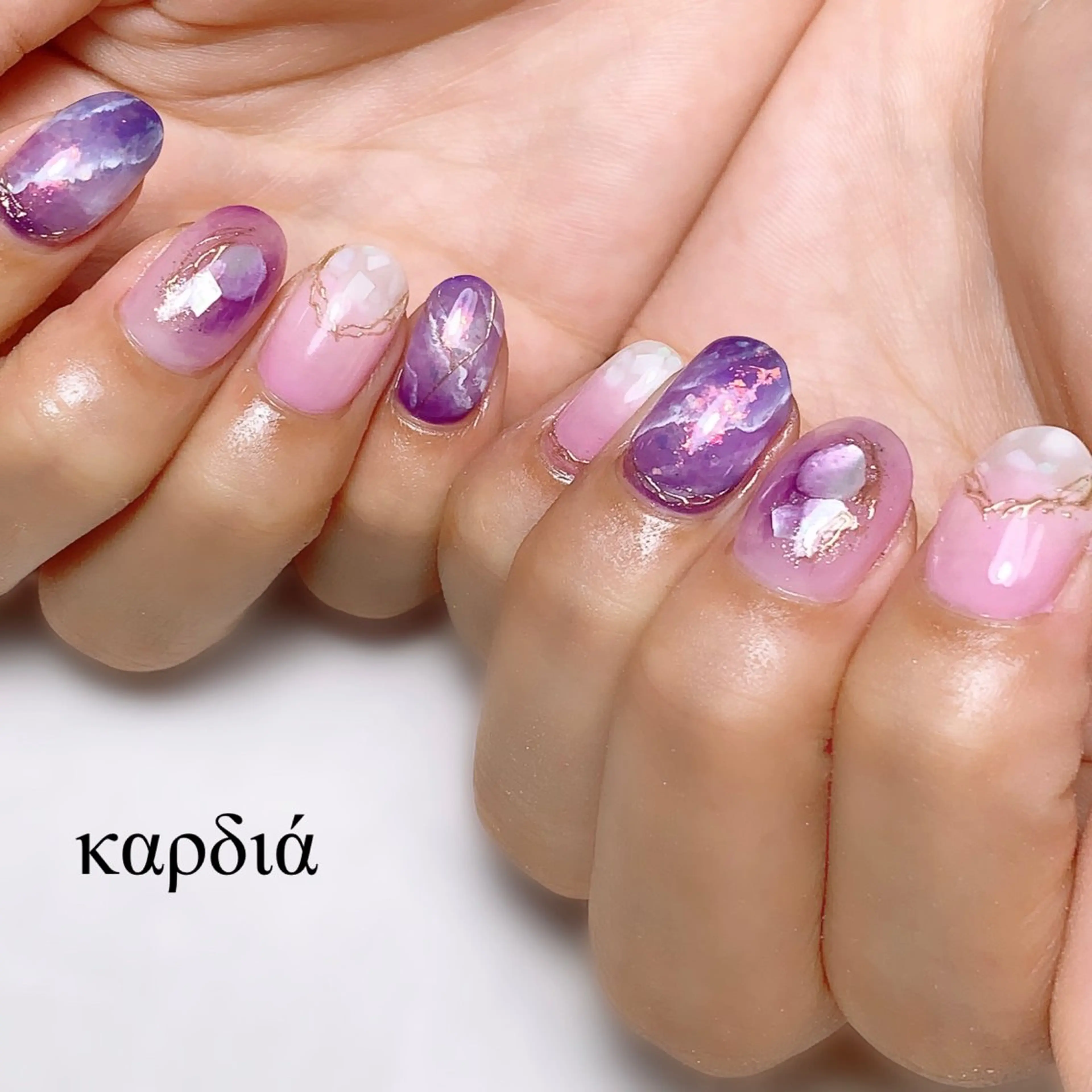 ネイル ハンドネイル καρδιά -ｶﾙﾃﾞｨｱ-のネイルデザイン