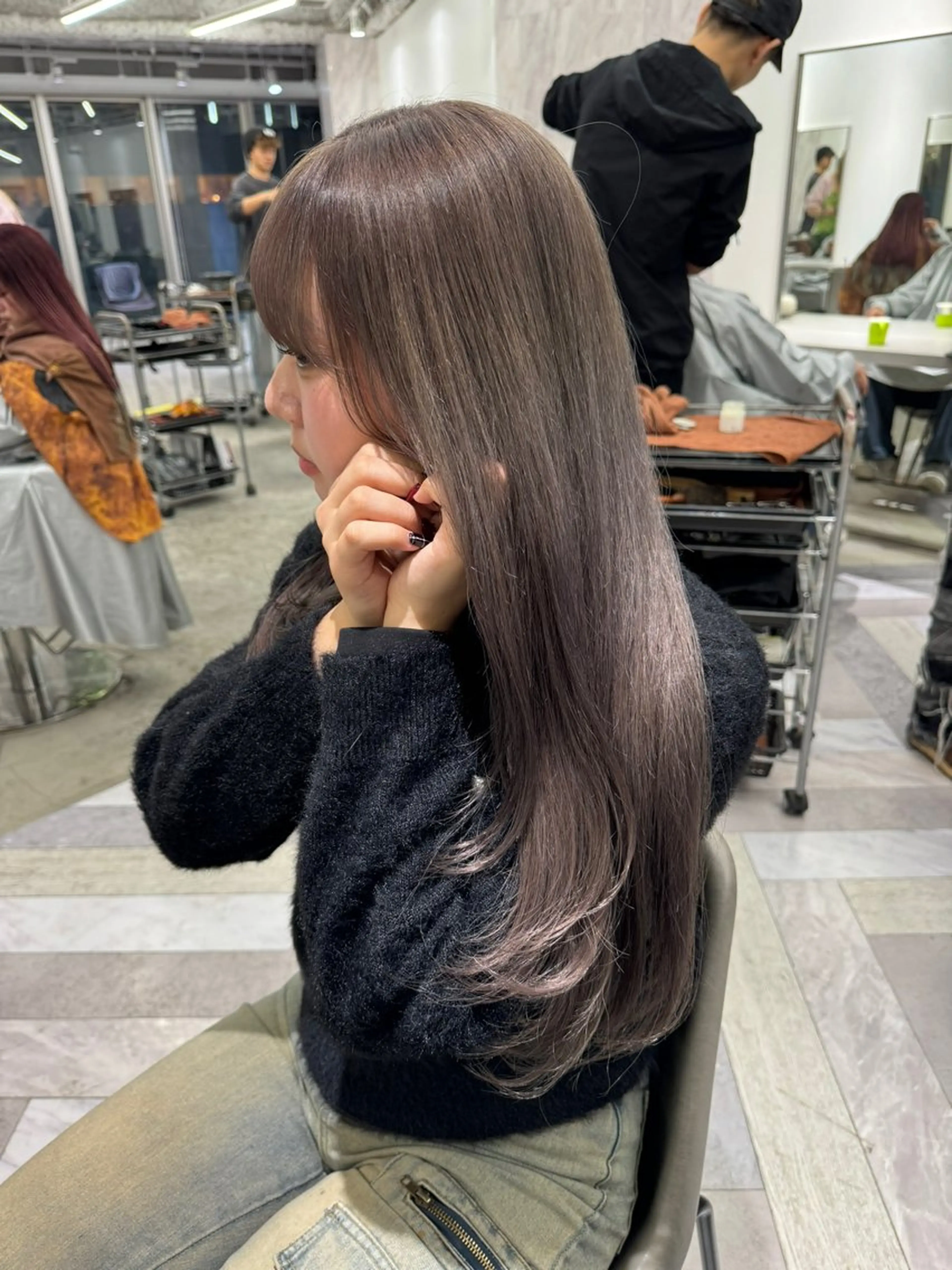 ロング カラー ヘアカラー トリートメント 店長　MANAMI ／ブリーチ／骨格ボブのヘアスタイル