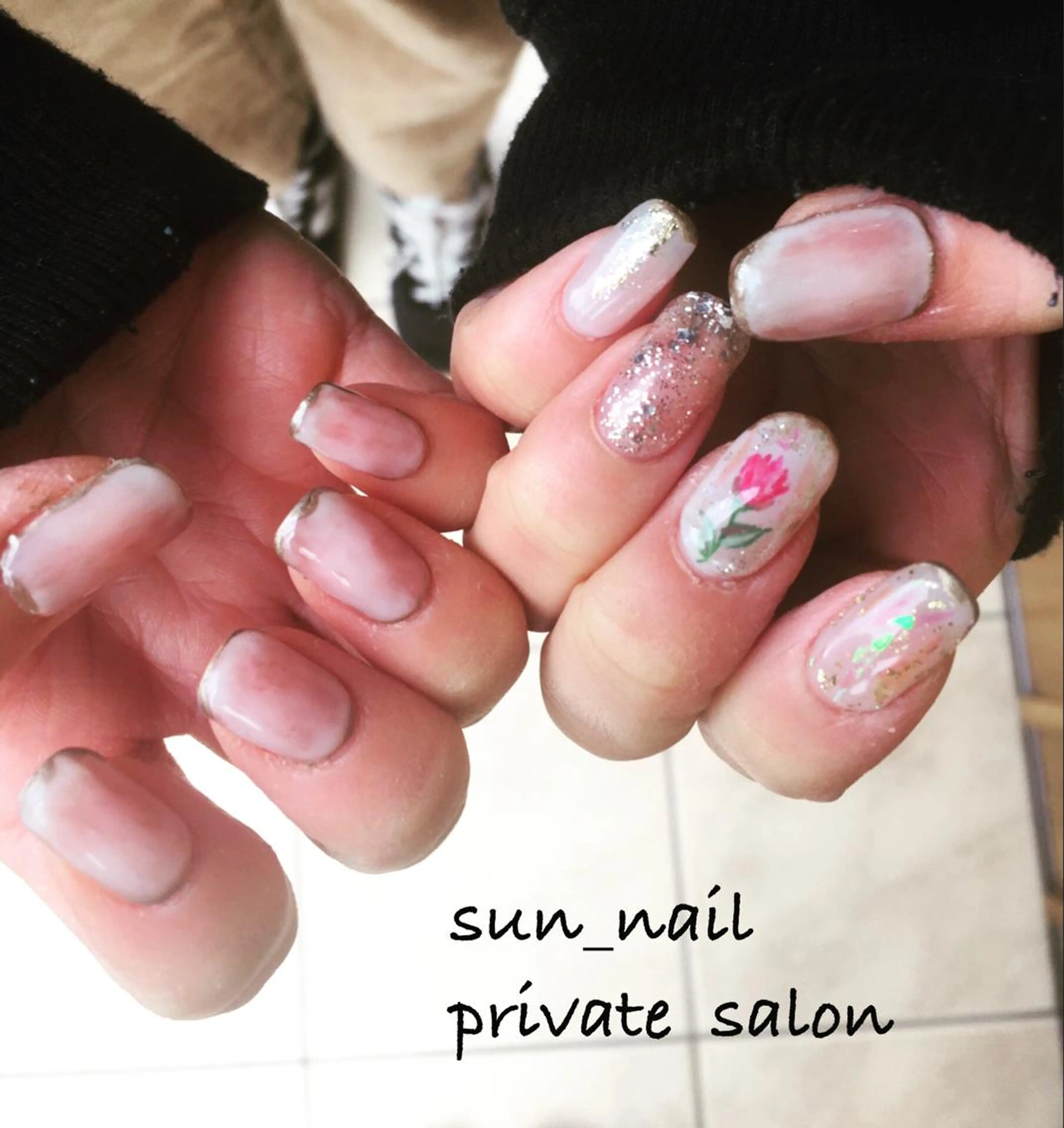 ネイル アートネイル べっ甲ネイル ボルドー ブラウン ジェルネイル . unffのネイルデザイン