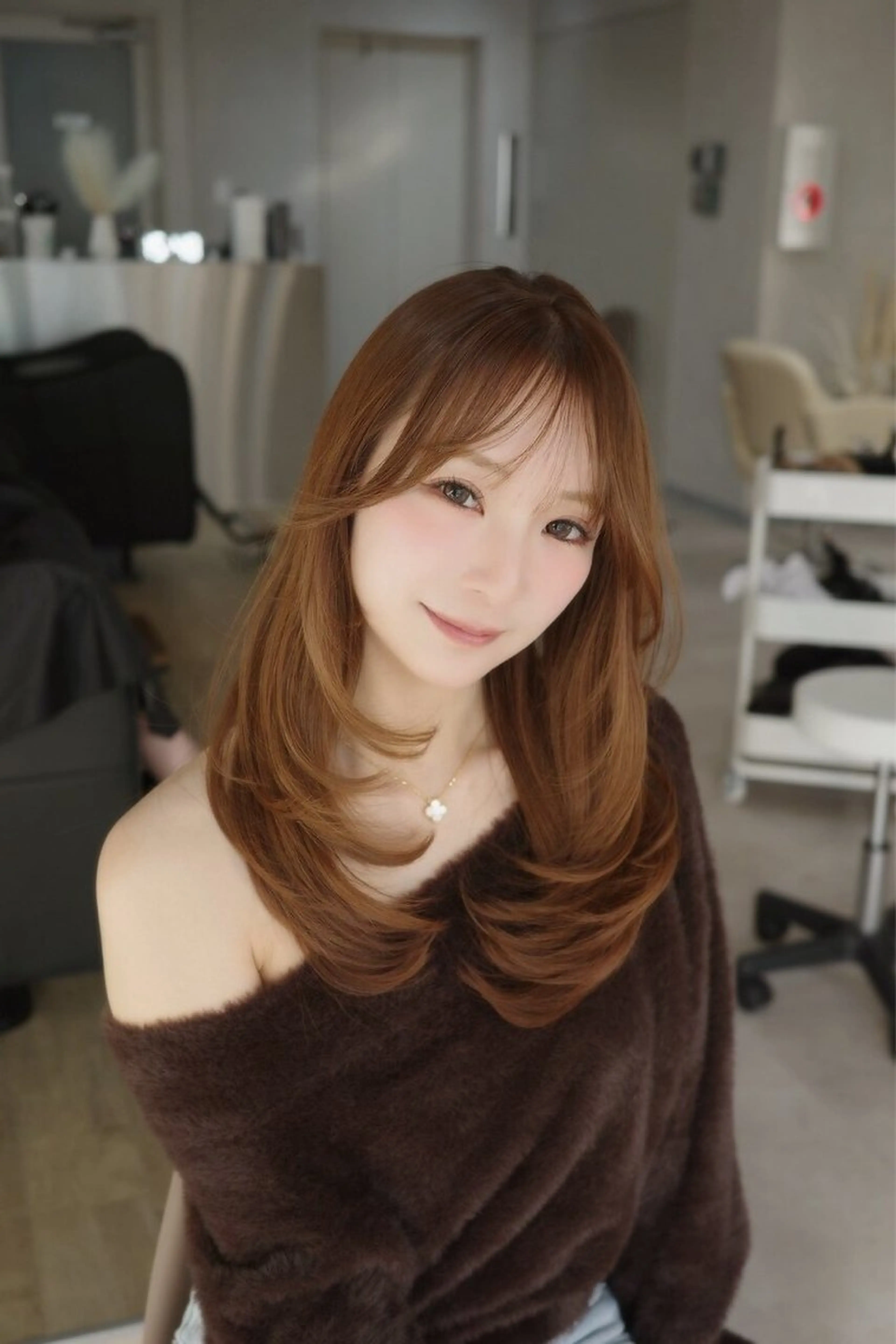 セミロング カット トリートメント Maison髪質改善 ブリーチ/ハイライトのヘアスタイル