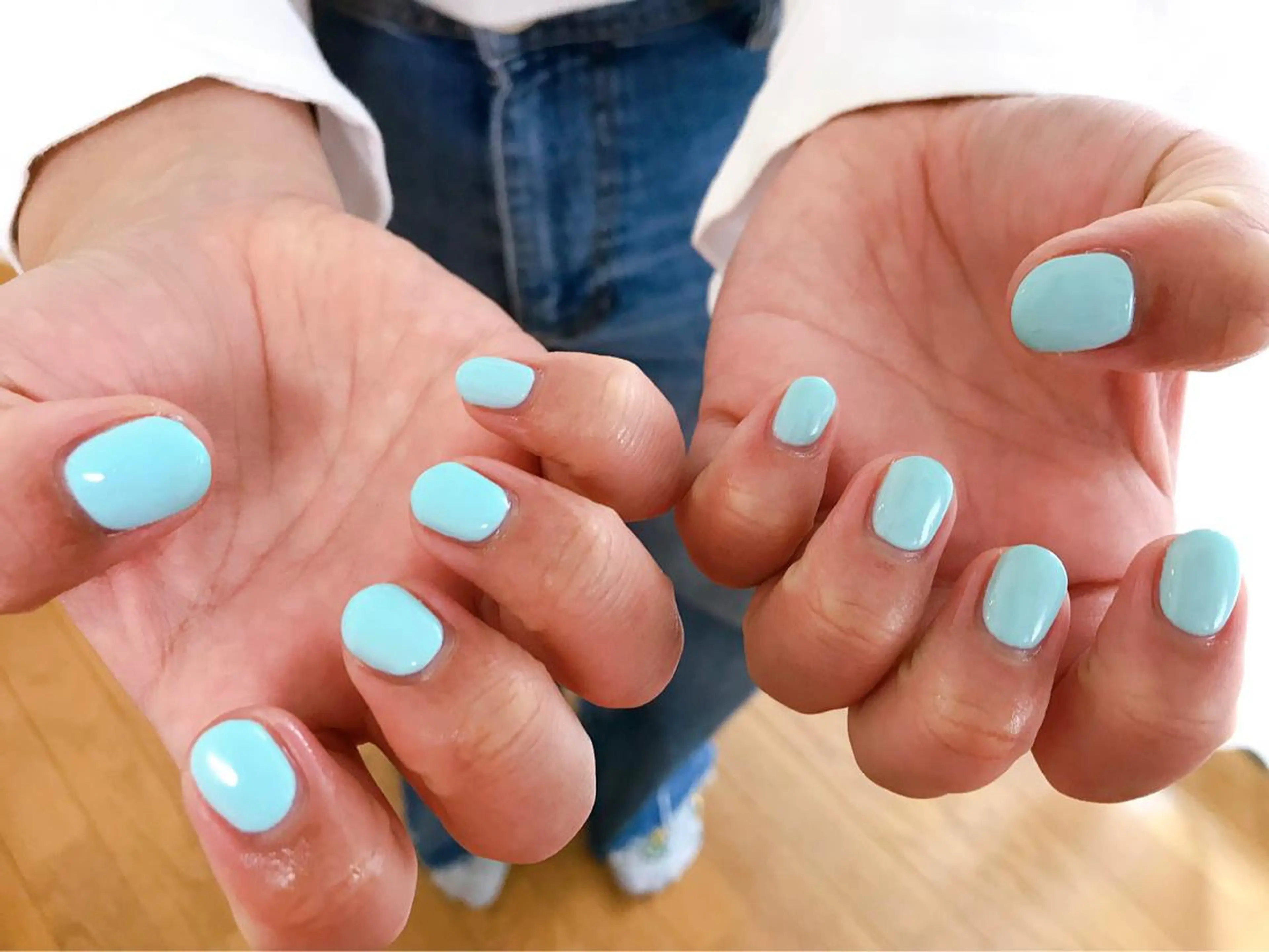 ネイル ブルー ハンドネイル Mogu nail 二子玉川のネイルデザイン