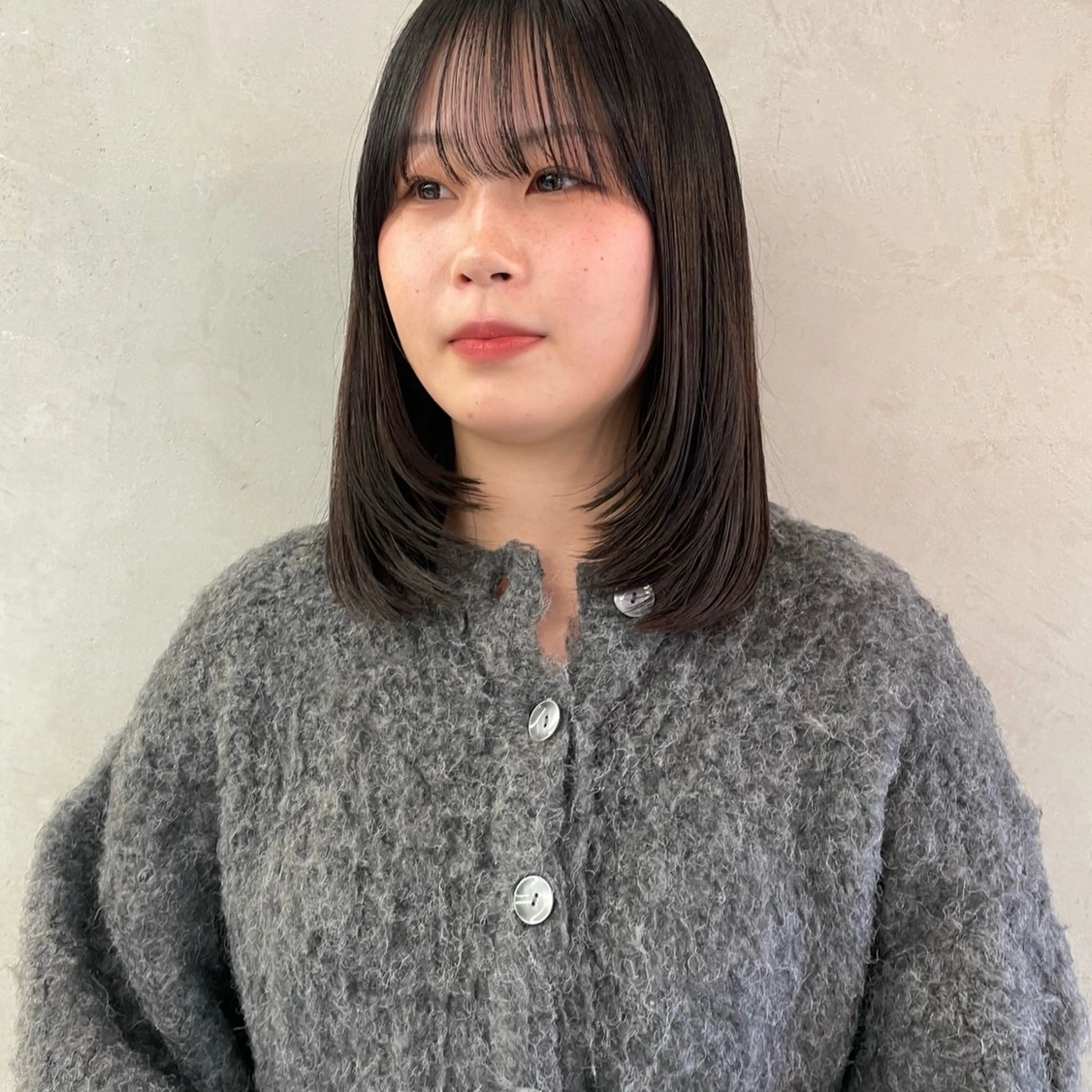 セミロング カラー 伸ばしかけ レイヤーカット カット ヘアカラー 韓国レイヤー/暖色 カラー/KOTONEのヘアスタイル