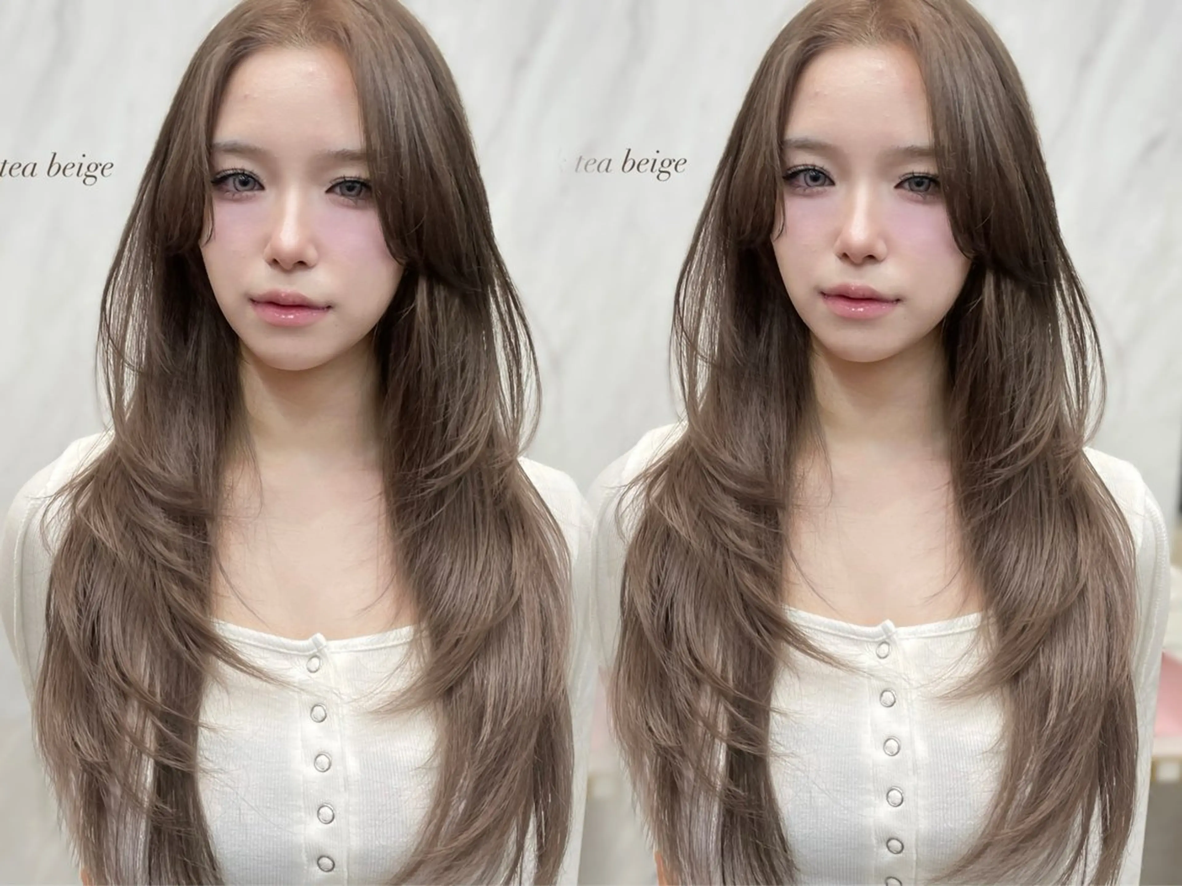 セミロング カット ヘアカラー MOE 福岡韓国ヘア✧︎のヘアスタイル