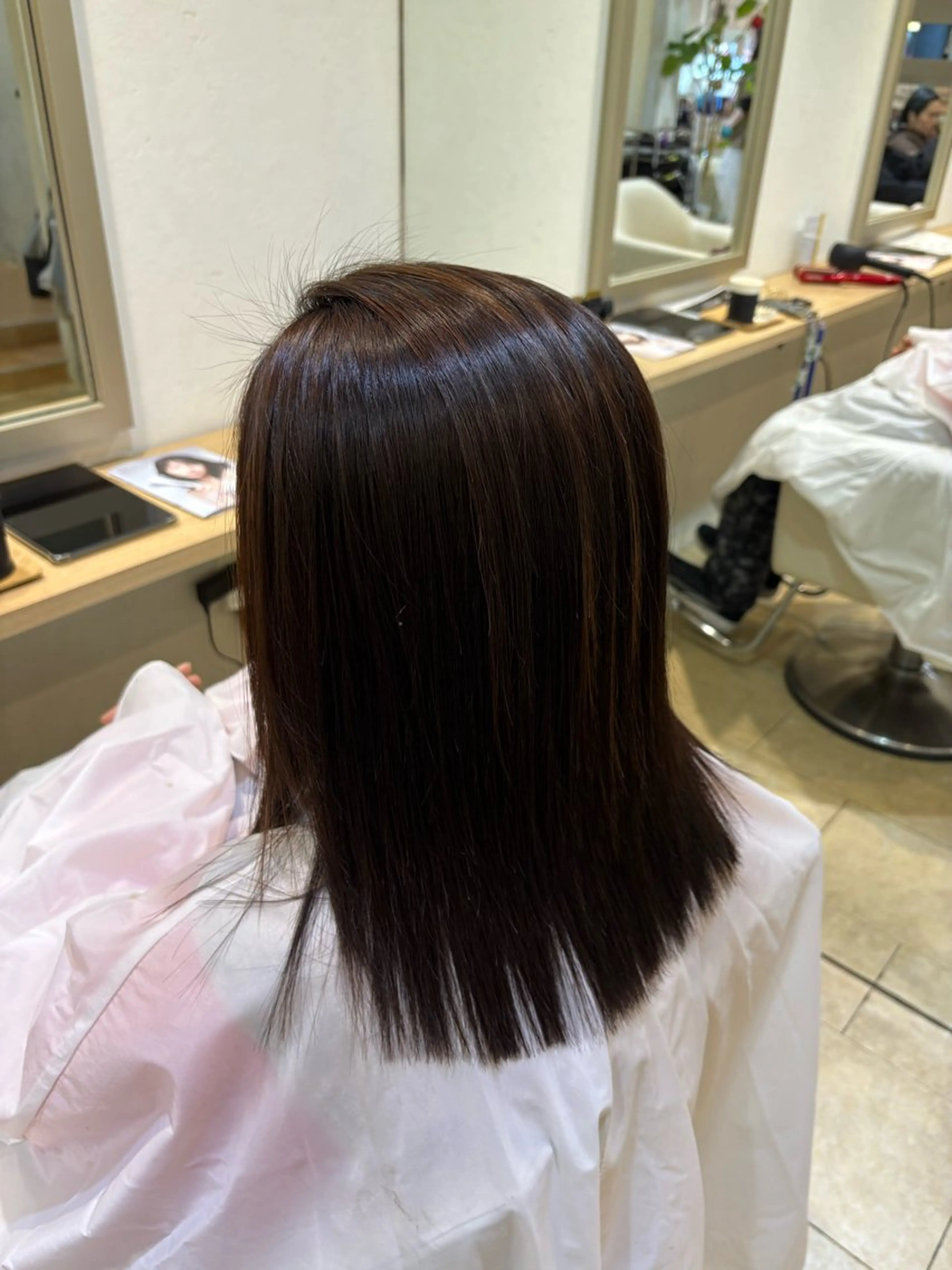 ミディアム パーマ 縮毛矯正 あいり 福岡美容師のヘアスタイル