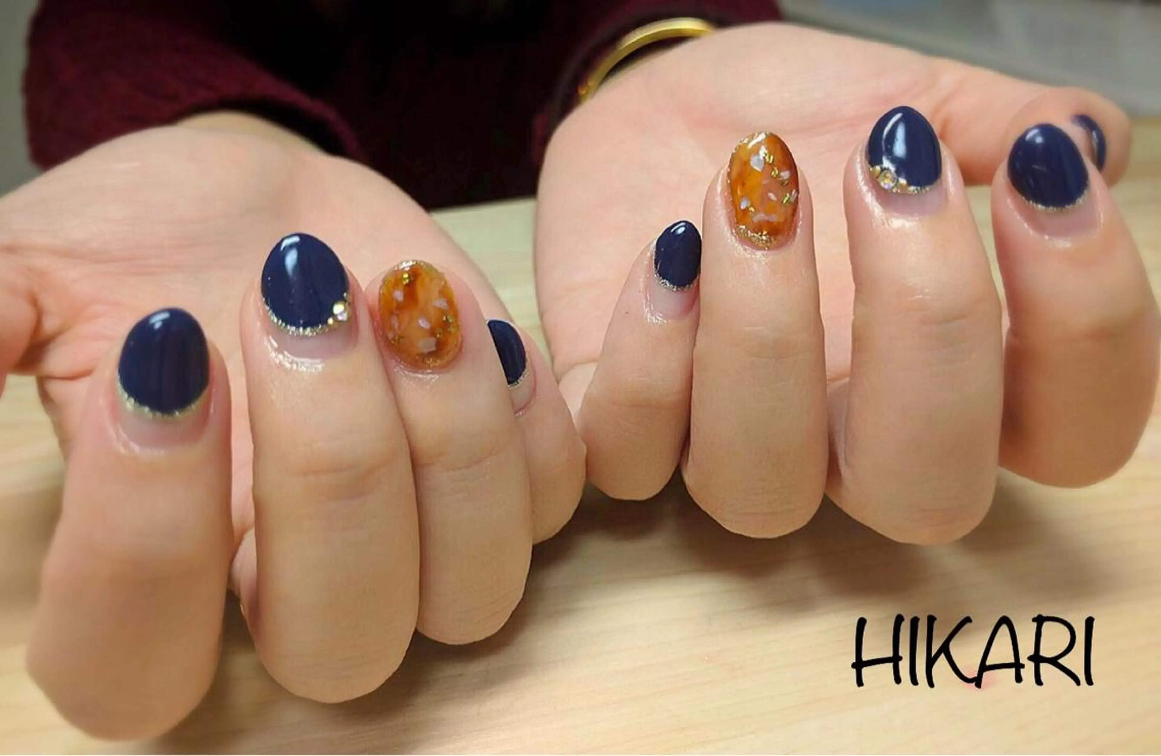 ネイル べっ甲ネイル フレンチネイル 逆フレンチ CULU -LUのネイルデザイン