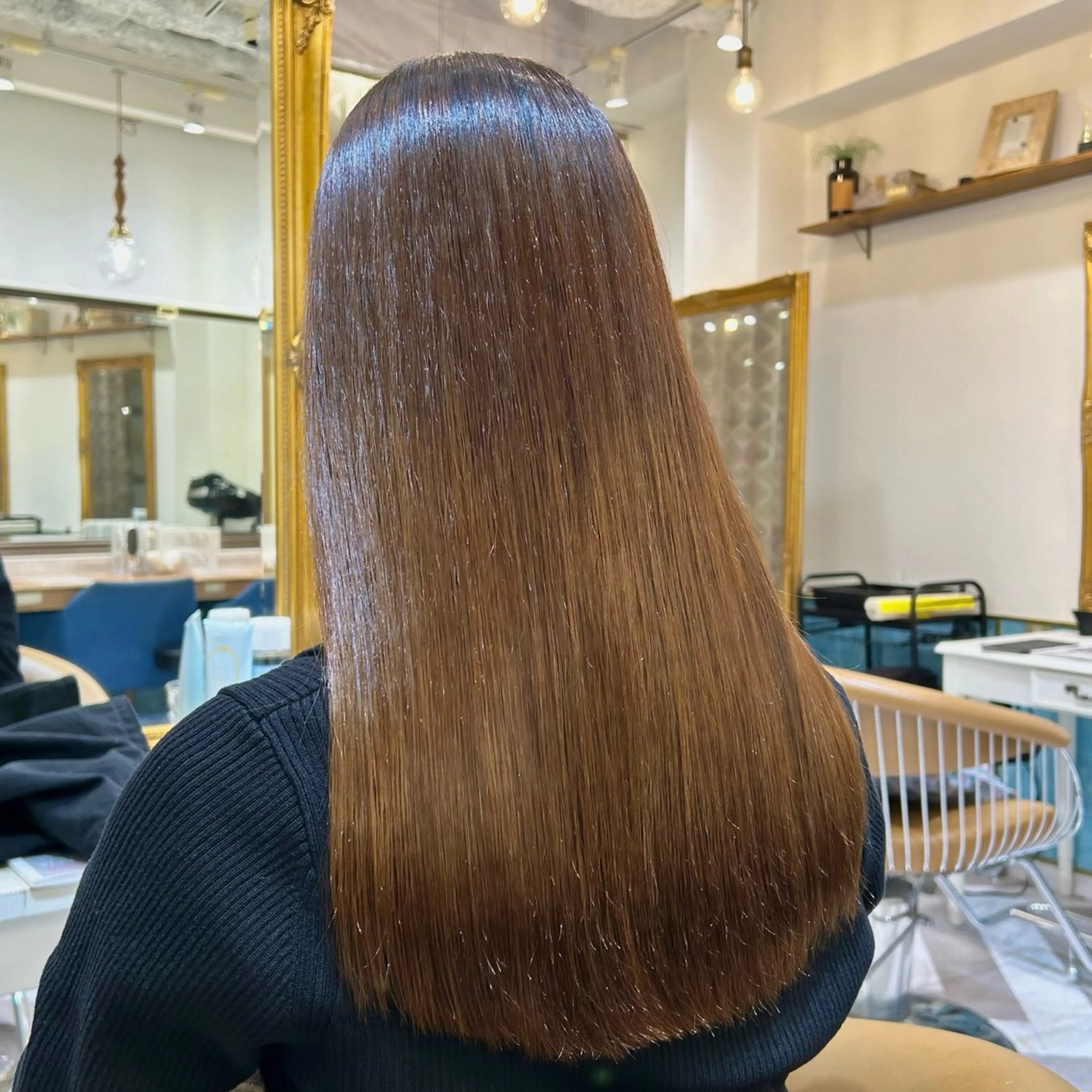 セミロング カラー ボブ 縮毛矯正 カット ヘアカラー 縮毛矯正 髪質改善【縮毛矯正】 美髪ボブを量産する人のヘアスタイル