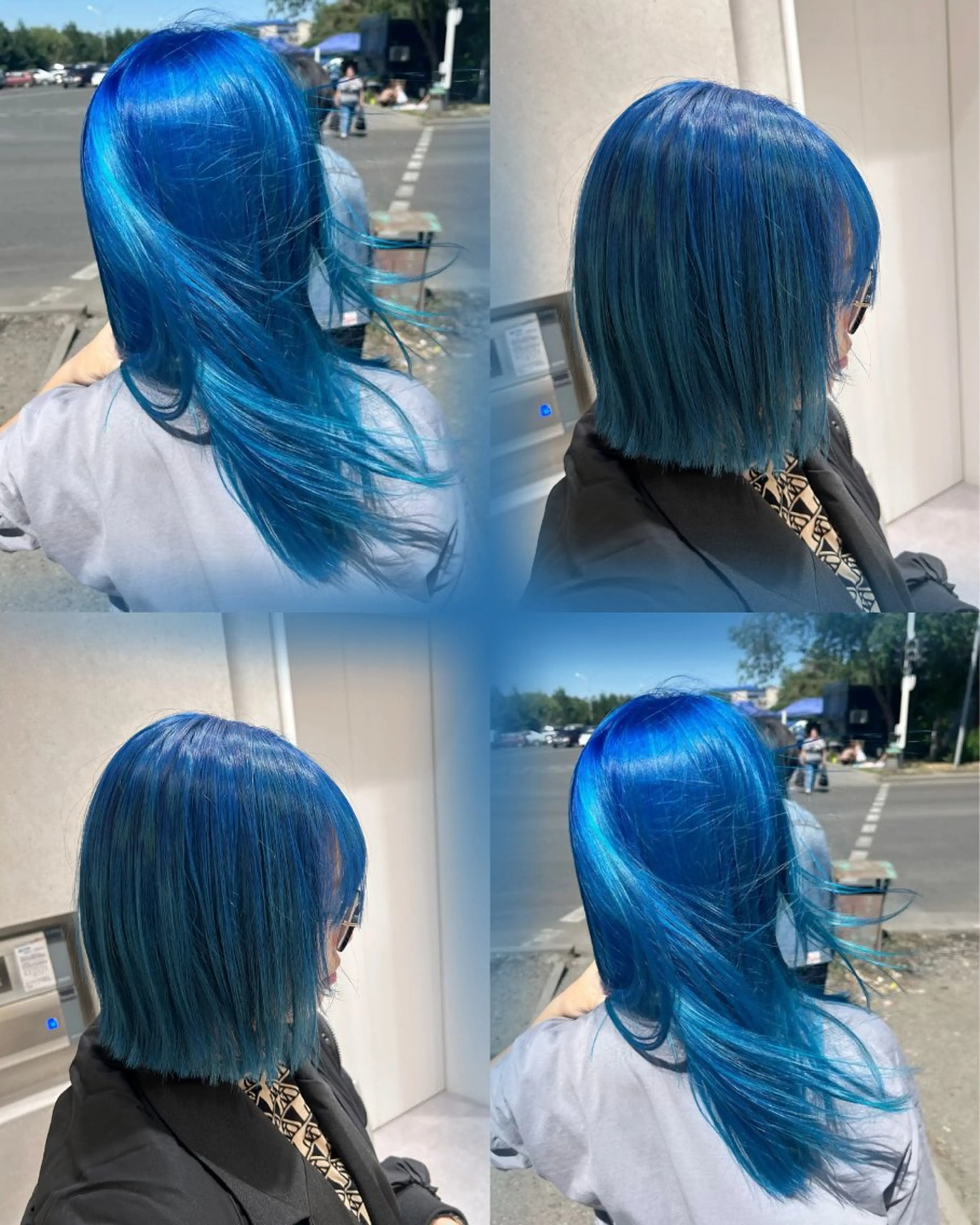 ミディアム カラー アクアカラー ブルーカラー ヘアカラー SALOWIN 新宿三丁目me+所属・レイヤー/ボブ/ 髪質改善/石井ハルカのヘアスタイル