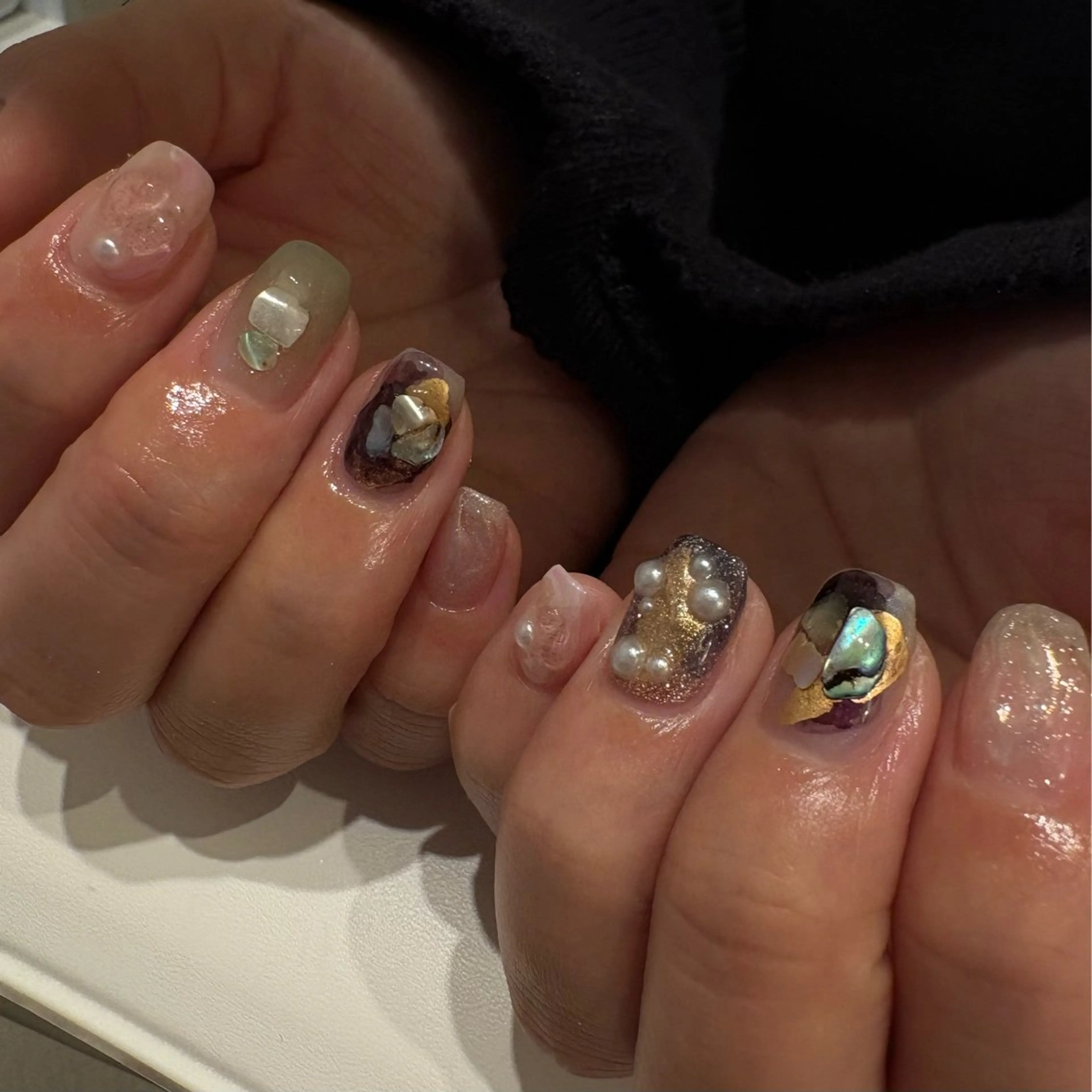 ネイル 韓国ネイル ニュアンスネイル ハンドネイル amuse 手書きニュアンスのネイルデザイン