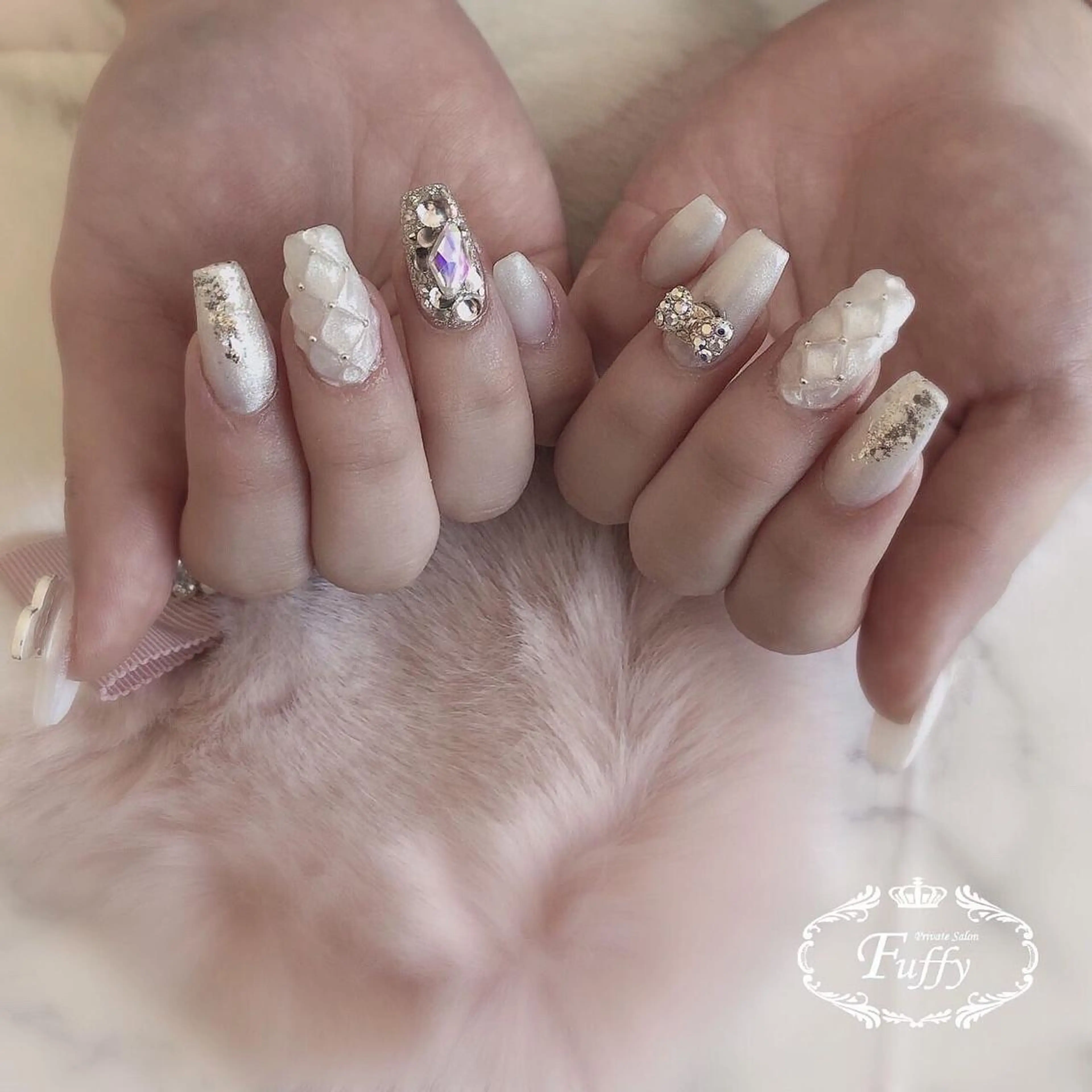 ネイル リボン スカルプネイル ハンドネイル Fuffy所属・フーフィー Fuffyのネイルデザイン