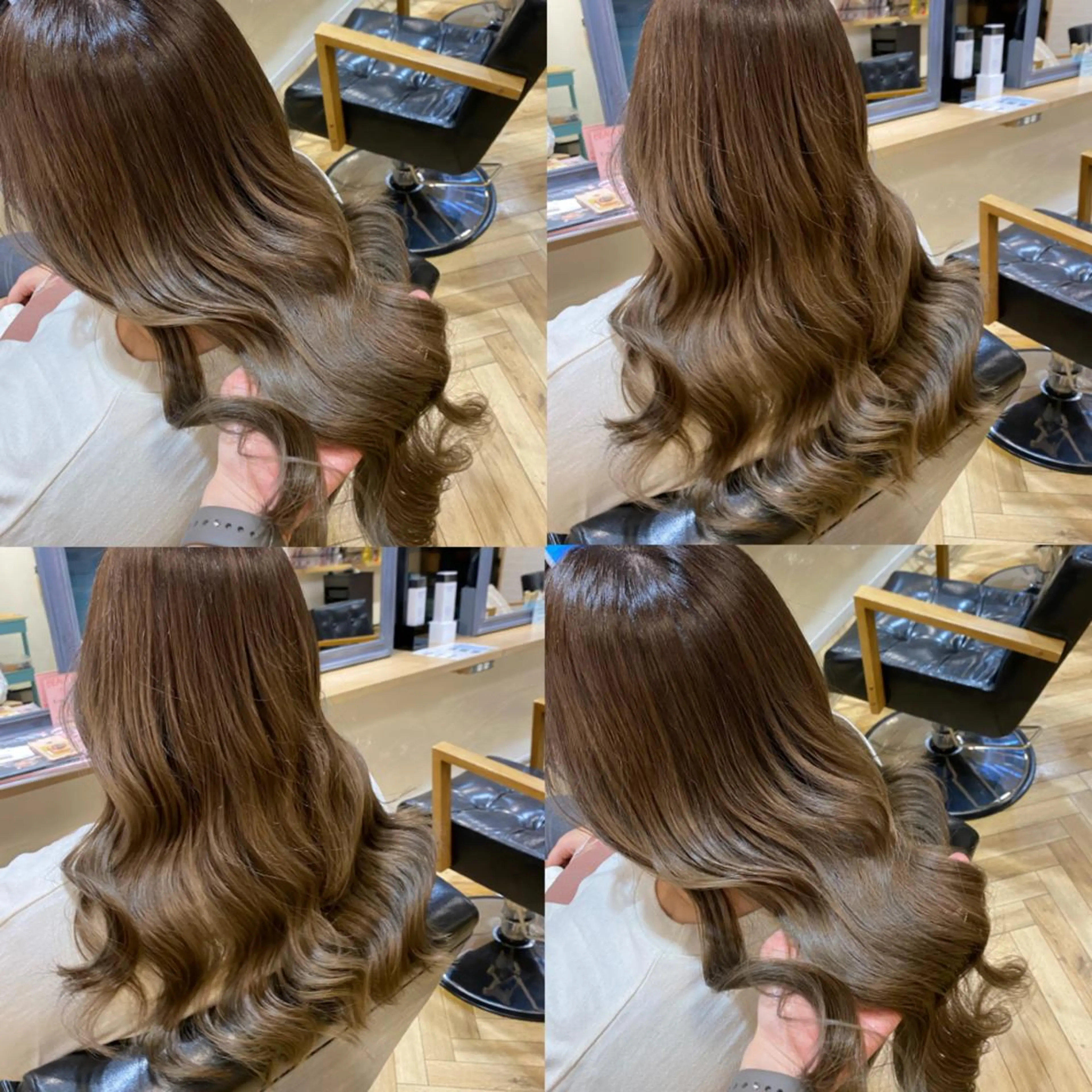 ロング カラー ブリーチ グラデーションカラー グレージュ 艶カラー/韓国顔周り 🎀mamiのヘアスタイル