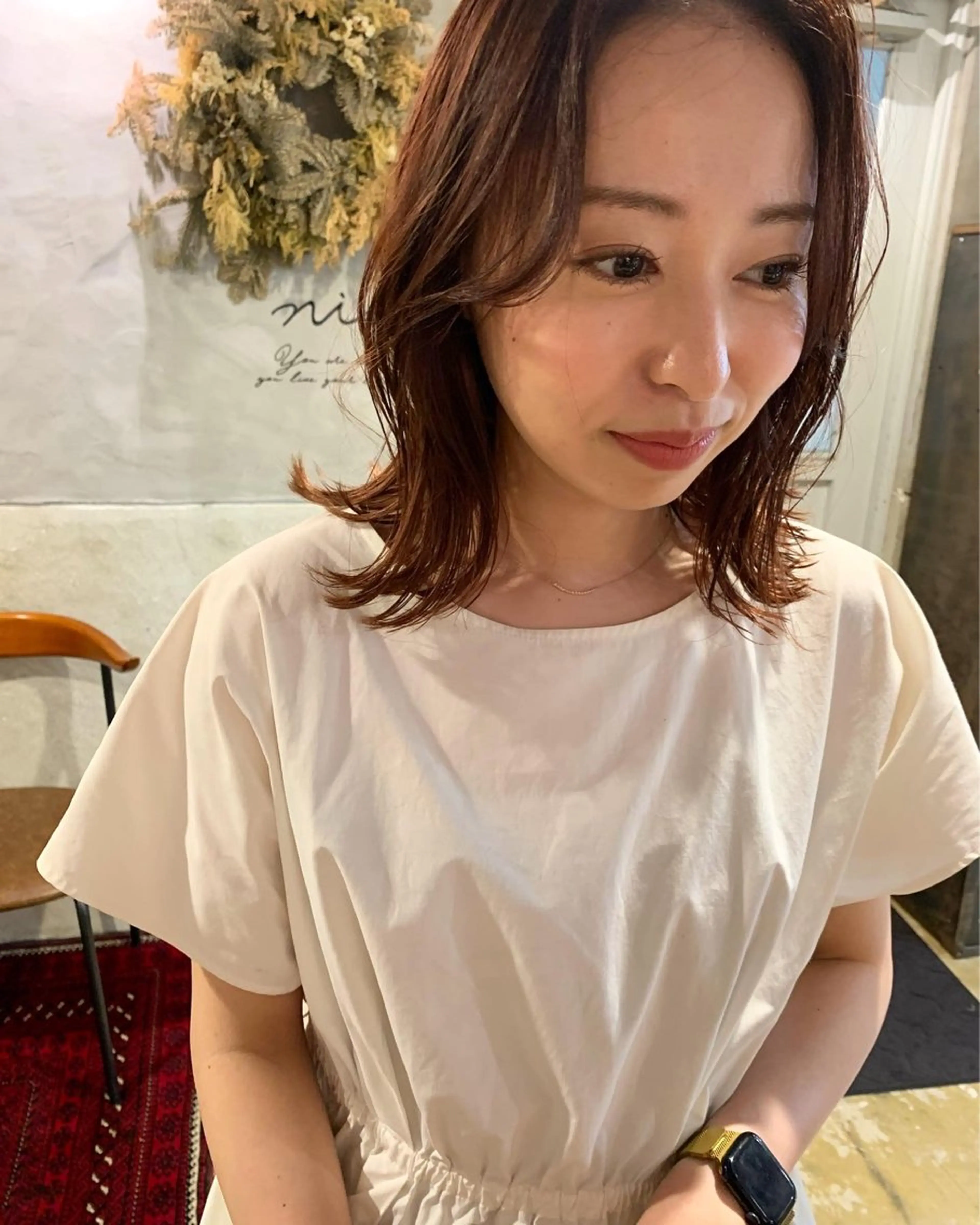 ミディアム カラー 落合 妙佳のヘアスタイル