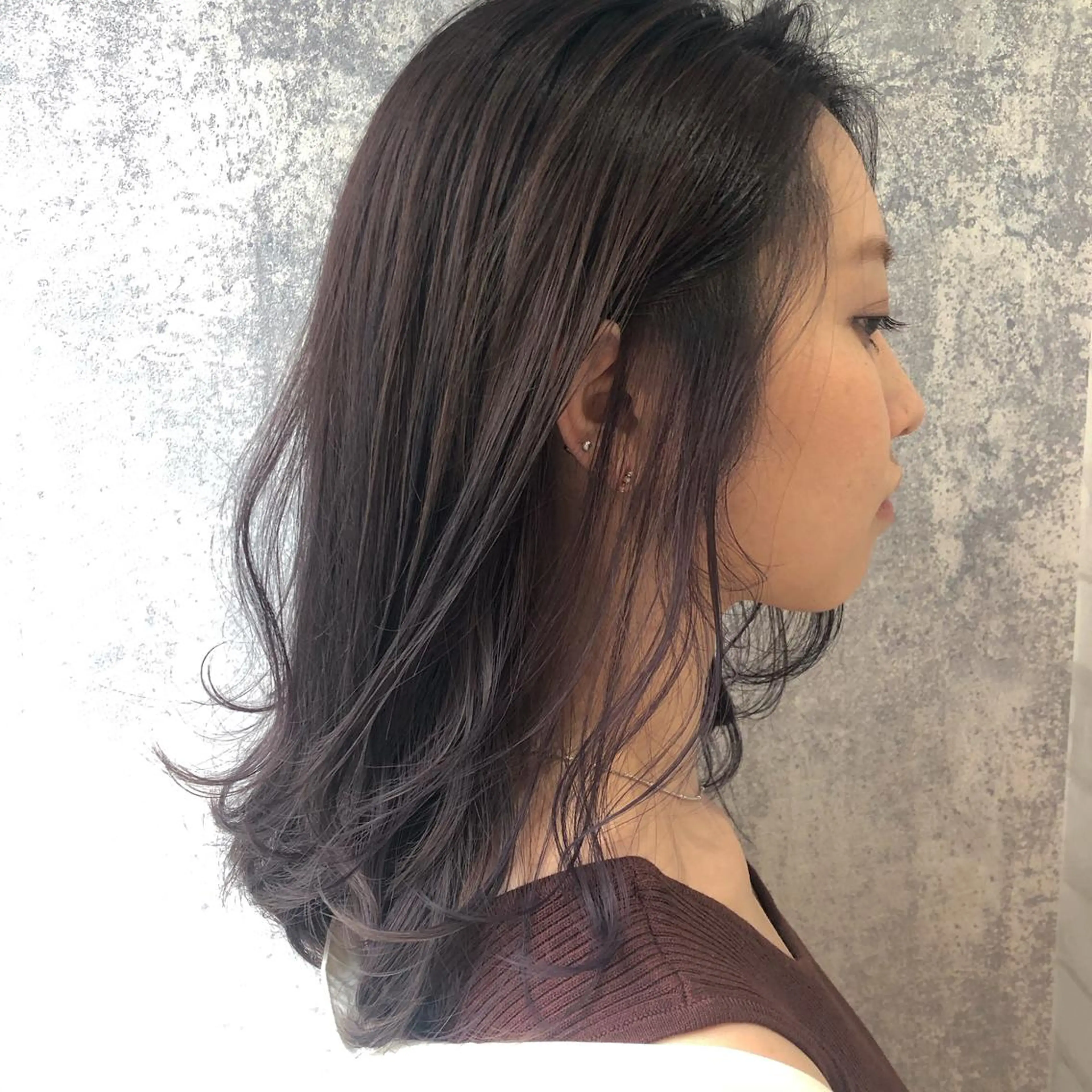 カラー グレージュ ラベンダーカラー ヘアカラー レイヤー/ボブ/ 顔周り/yukinaのヘアスタイル