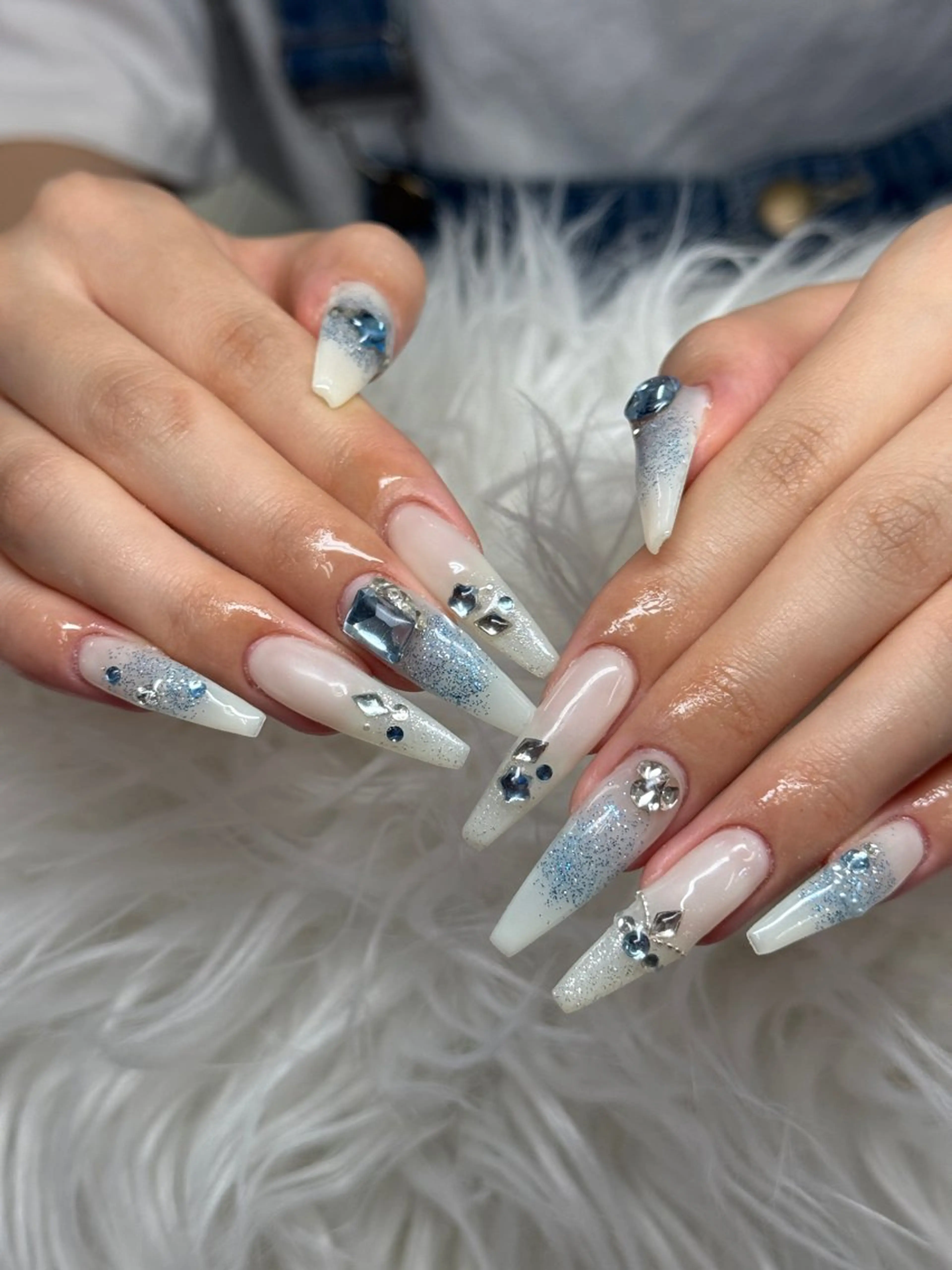 ネイル フットネイル フレンチネイル グラデーション 韓国ネイル ロングネイル ハンドネイル Hani Nail Salonのネイルデザイン