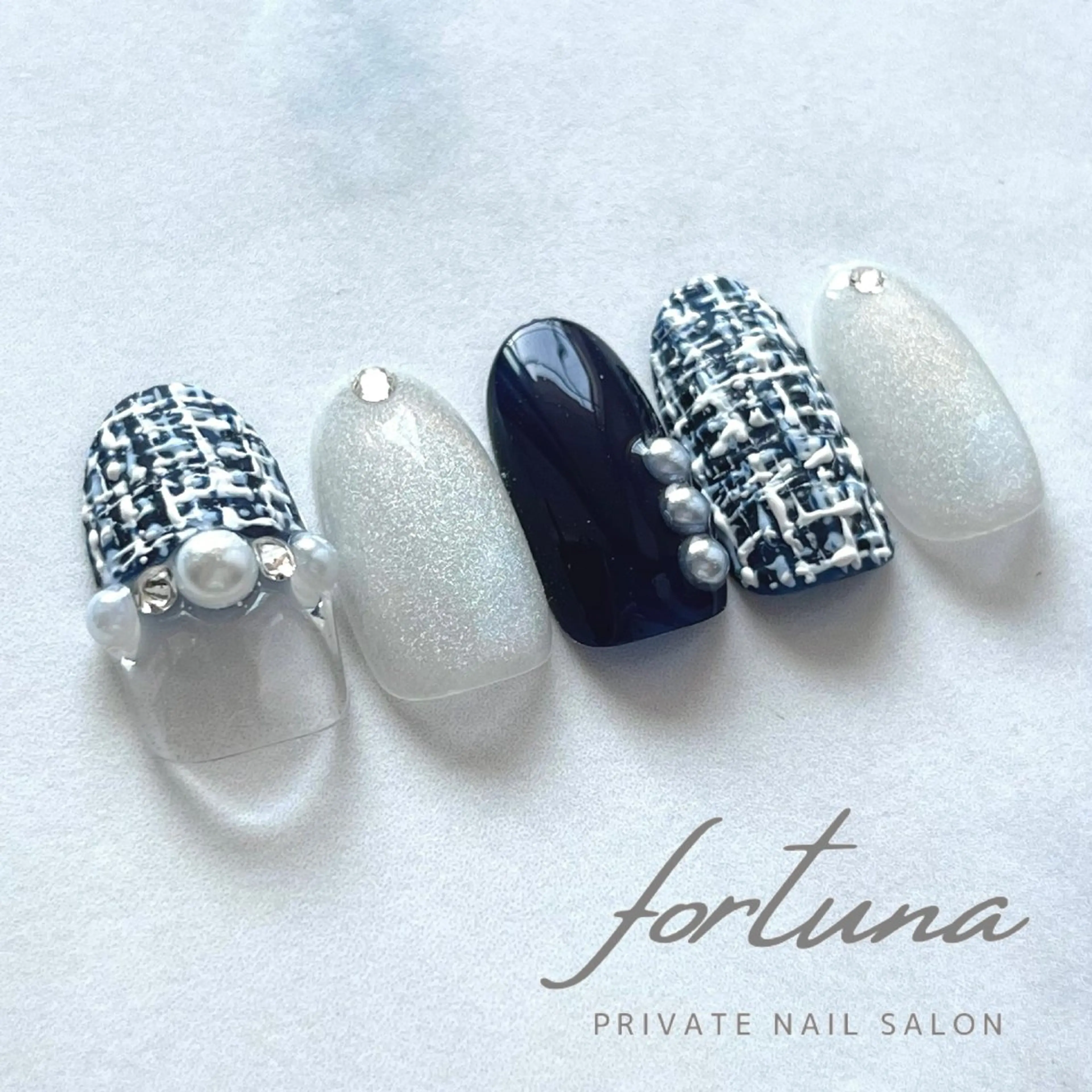 ネイル ジェルネイル パラジェル ツイードネイル 冬ネイル ハンドネイル fortuna 武藤裕美のネイルデザイン