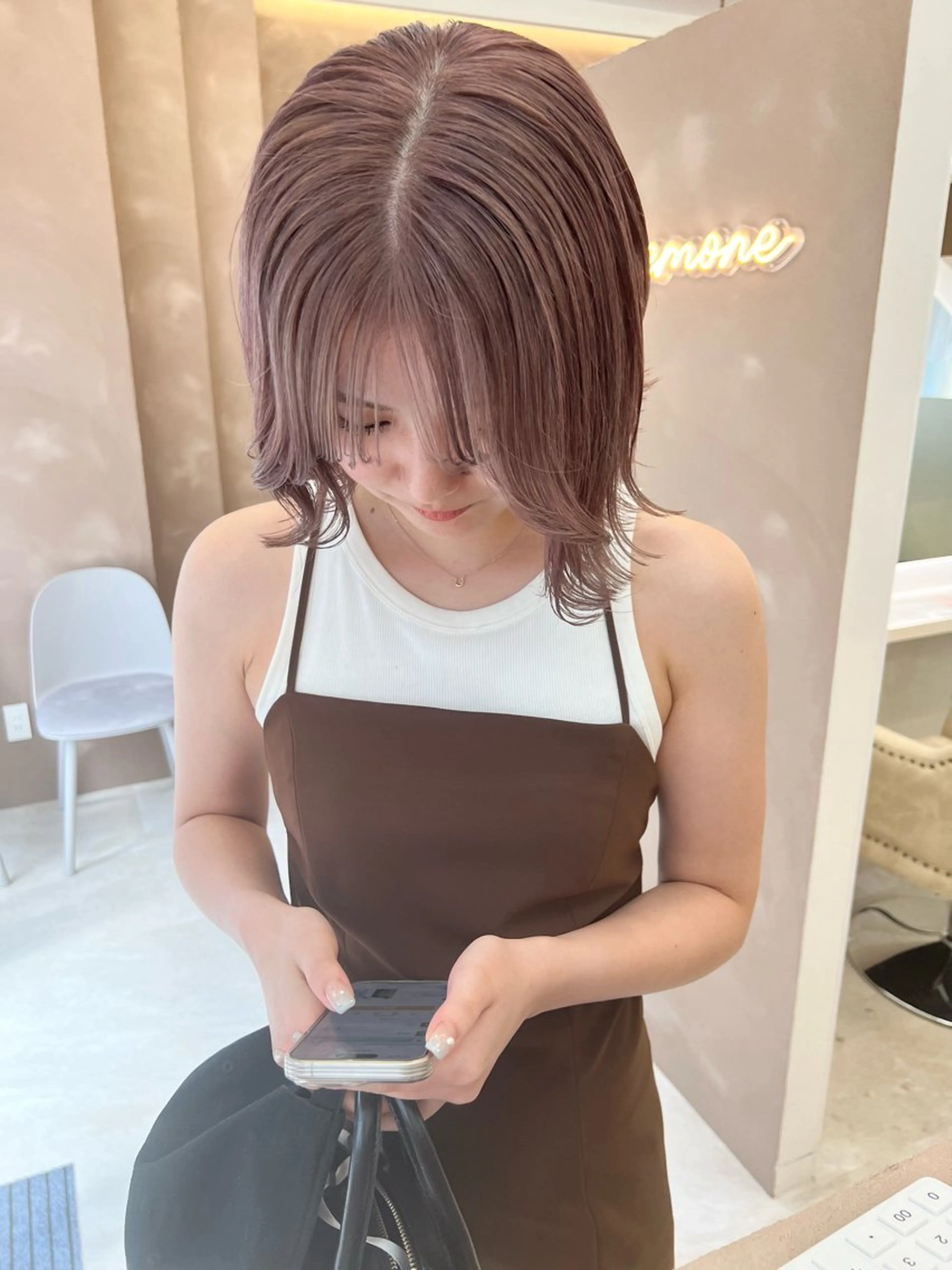 ショート カット ヘアカラー トリートメント 透明感カラー／ 髪質改善／ボブ／中山のヘアスタイル