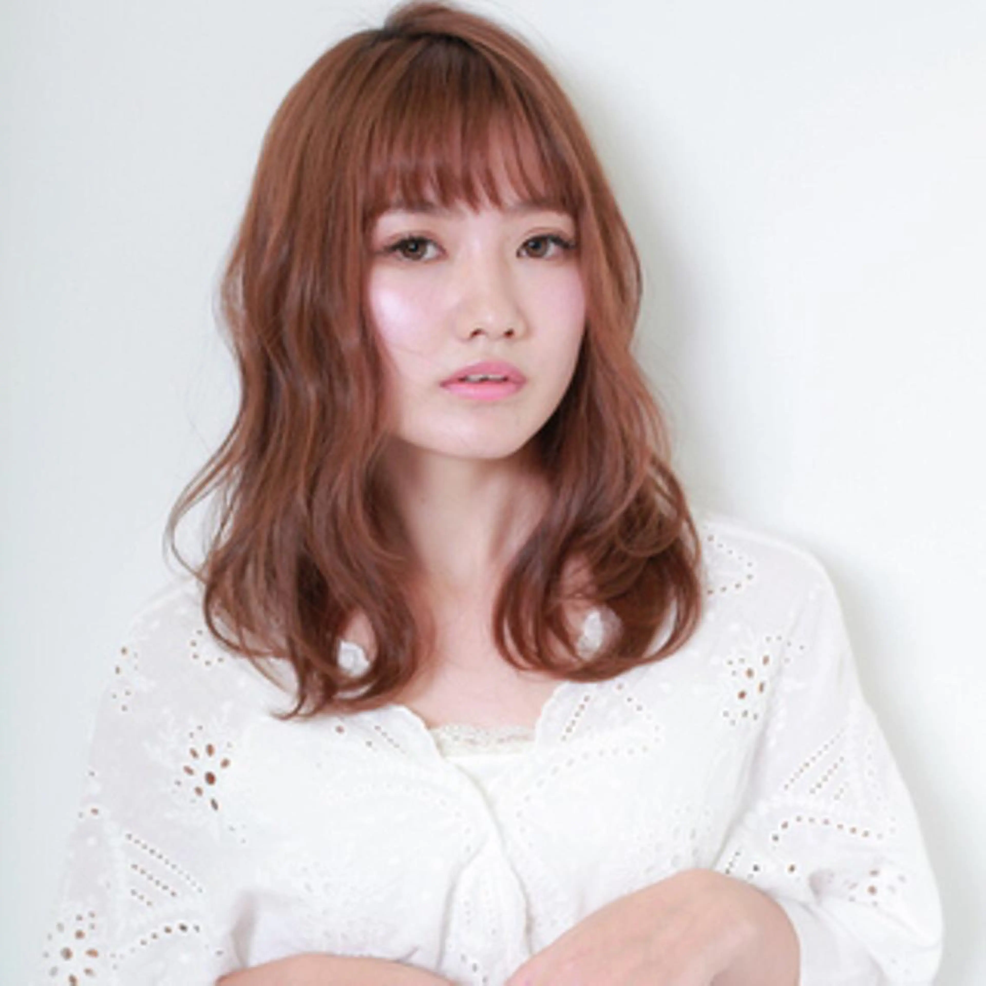 ミディアム カット ヘアカラー トリートメント 髪質改善\酸熱TR カット【店長】のヘアスタイル