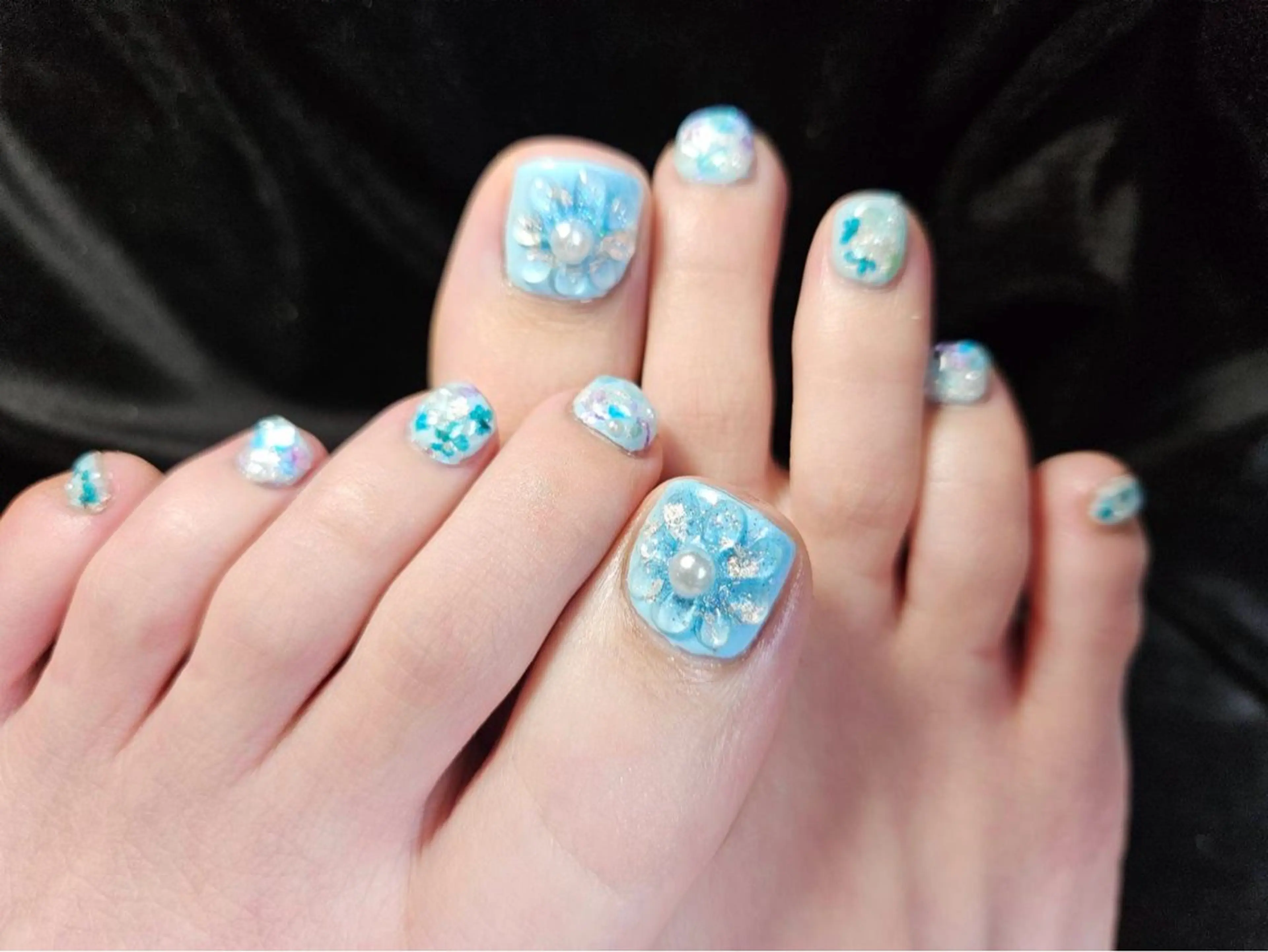 ネイル フラワーネイル フットネイル ぷっくりネイル フットネイル ❁⃘*。Petite fleur❁⃘*りさのネイルデザイン