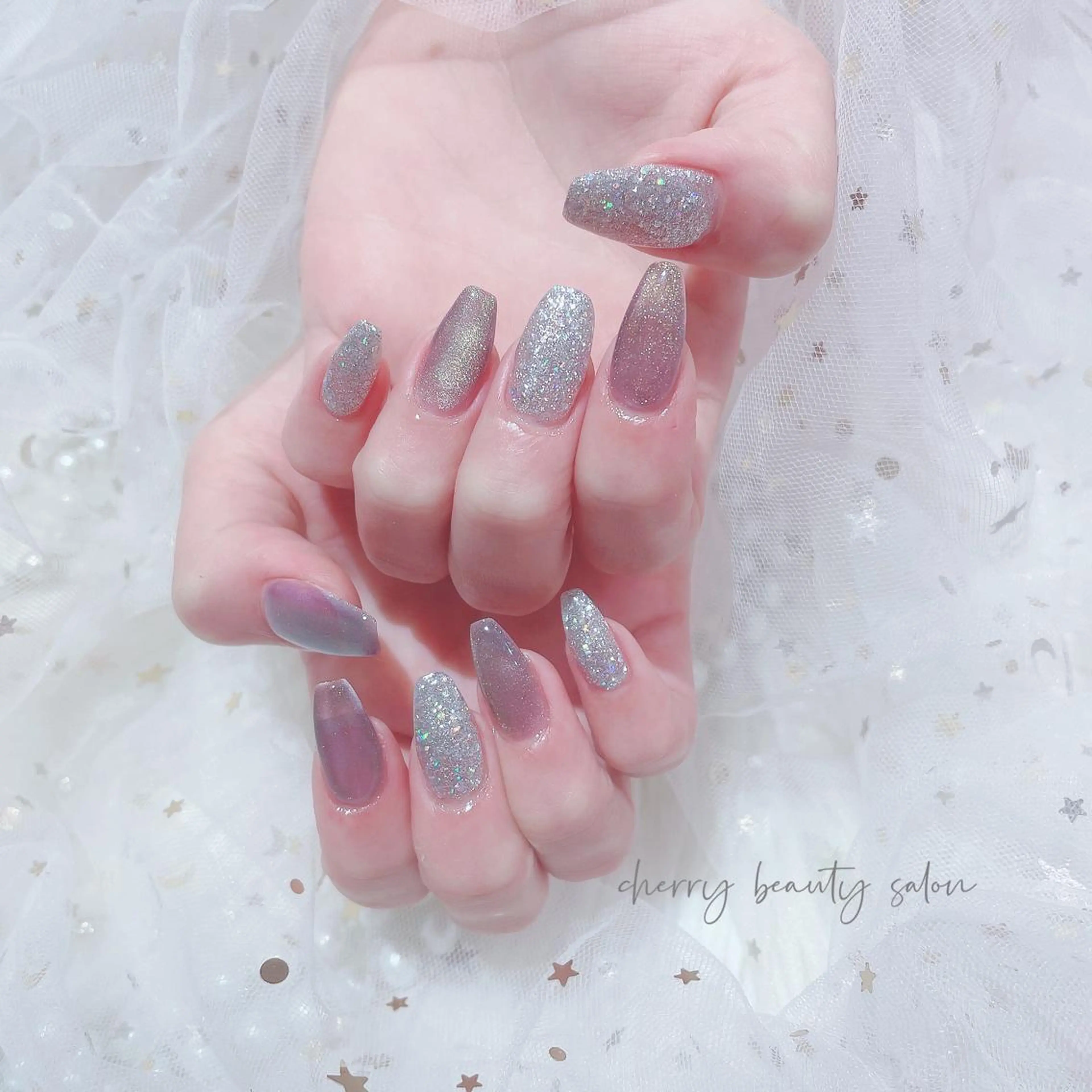 セミロング ネイル SAKURA 🍒のネイルデザイン