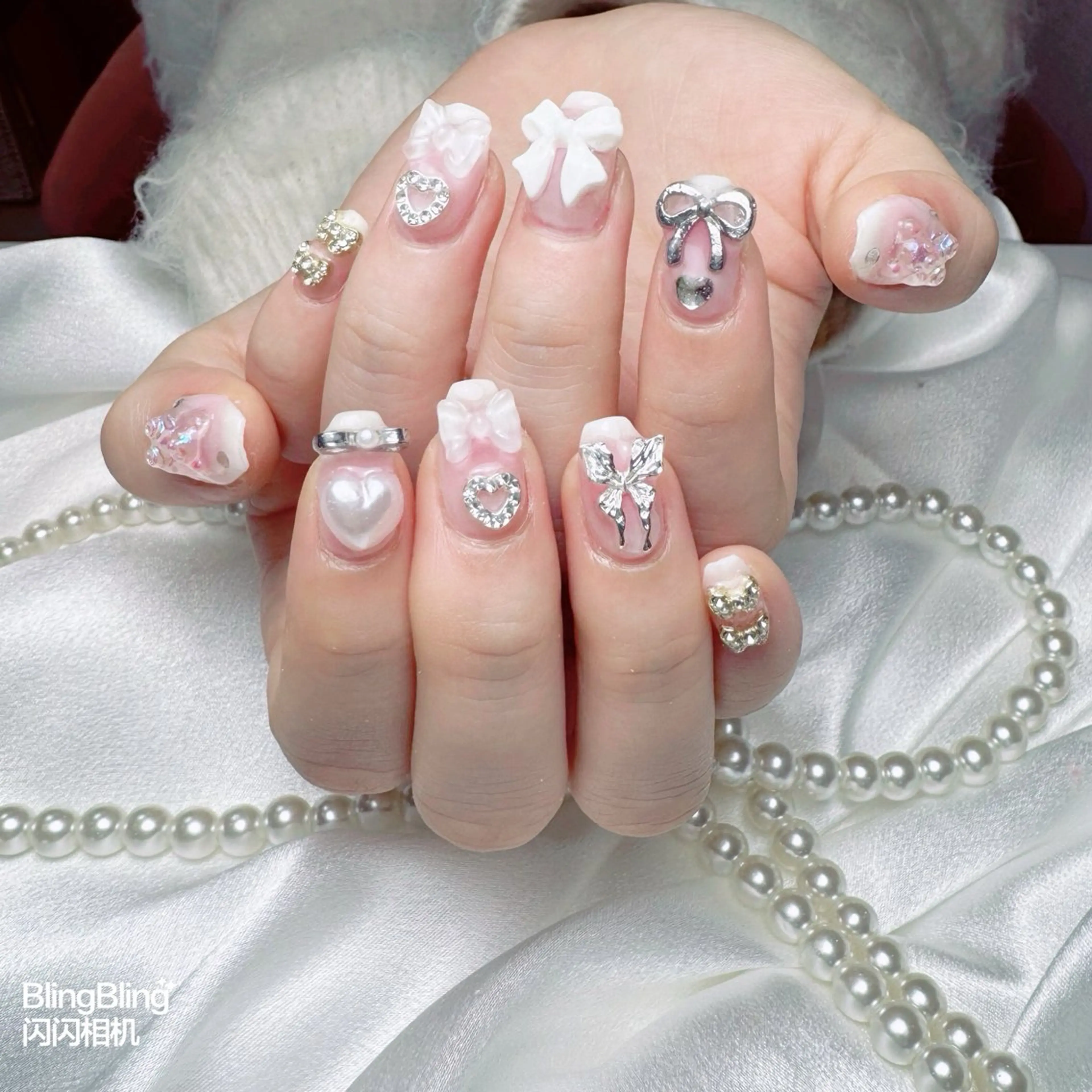 自爪💕💕持ち込みデザインアート(手書きあり)10本パーツ、シールつけ放題(オフ、ケア込み)7日以内お直し無料の写真