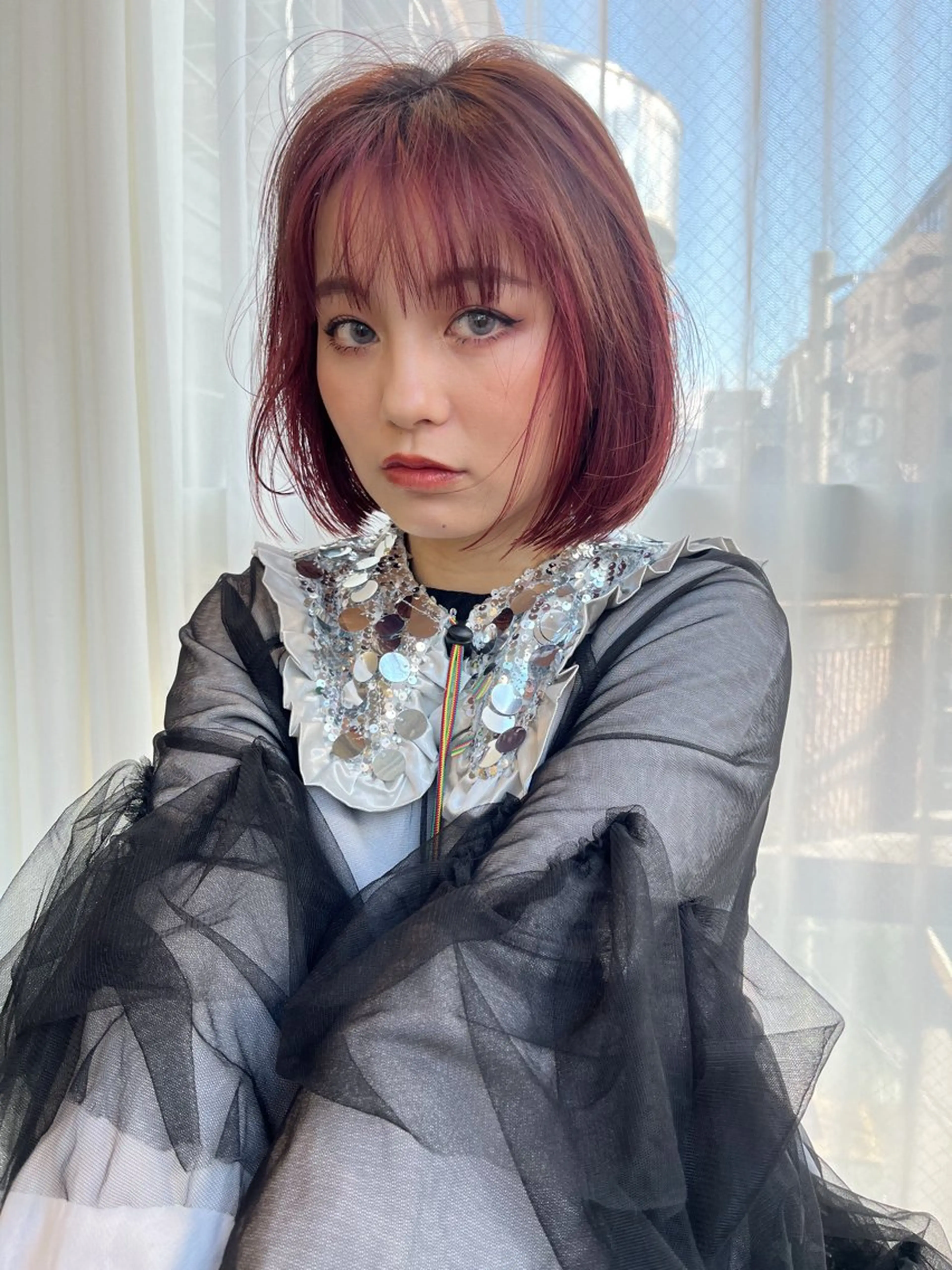 ミディアム 似合わせカット カット ヘアカラー ハイトーン/顔まわり Nina💒のヘアスタイル