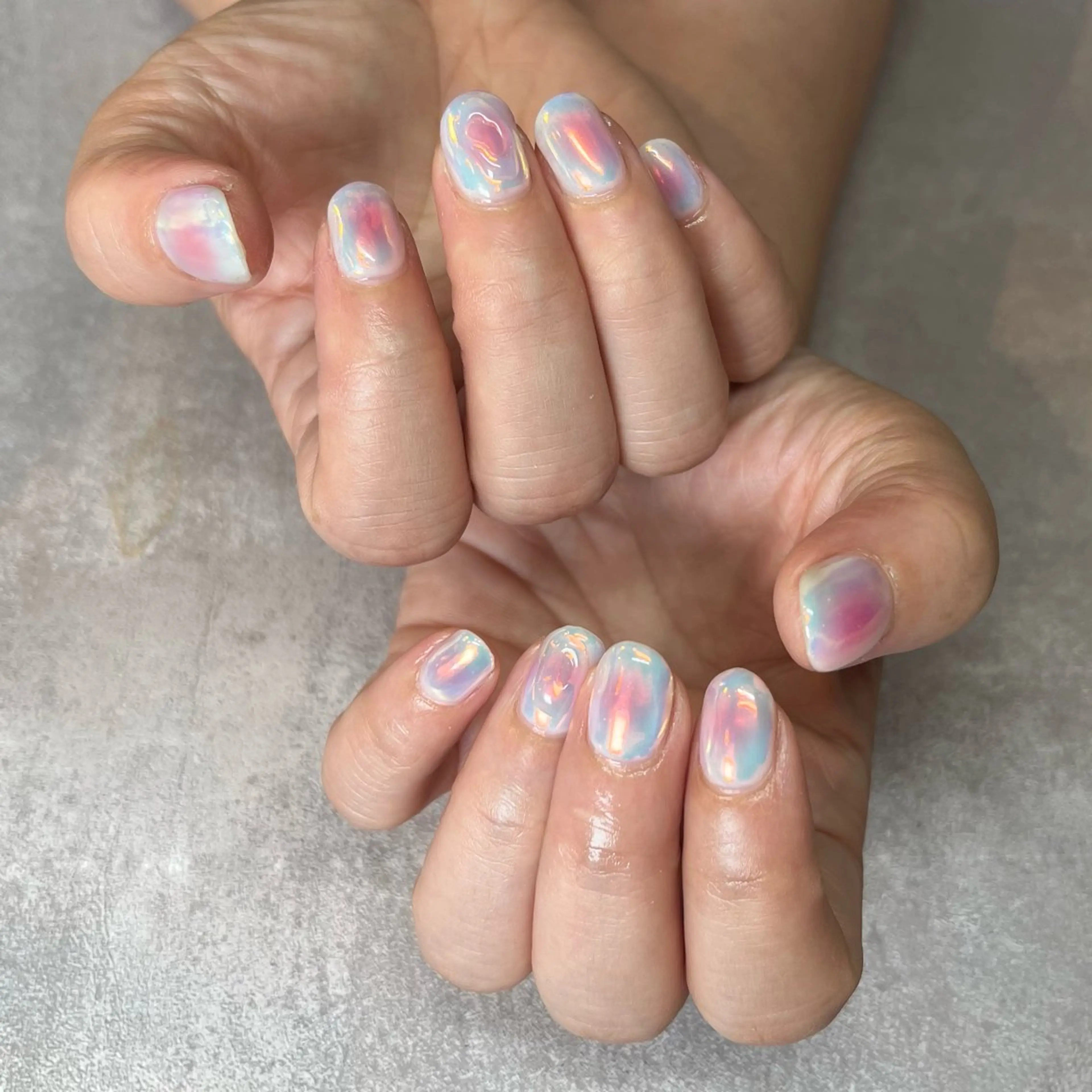 ネイル アートネイル オーロラネイル チークネイル ミラーネイル ニュアンスネイル ハンドネイル Salon&School Nail du Marche所属・阿部 美香のネイルデザイン