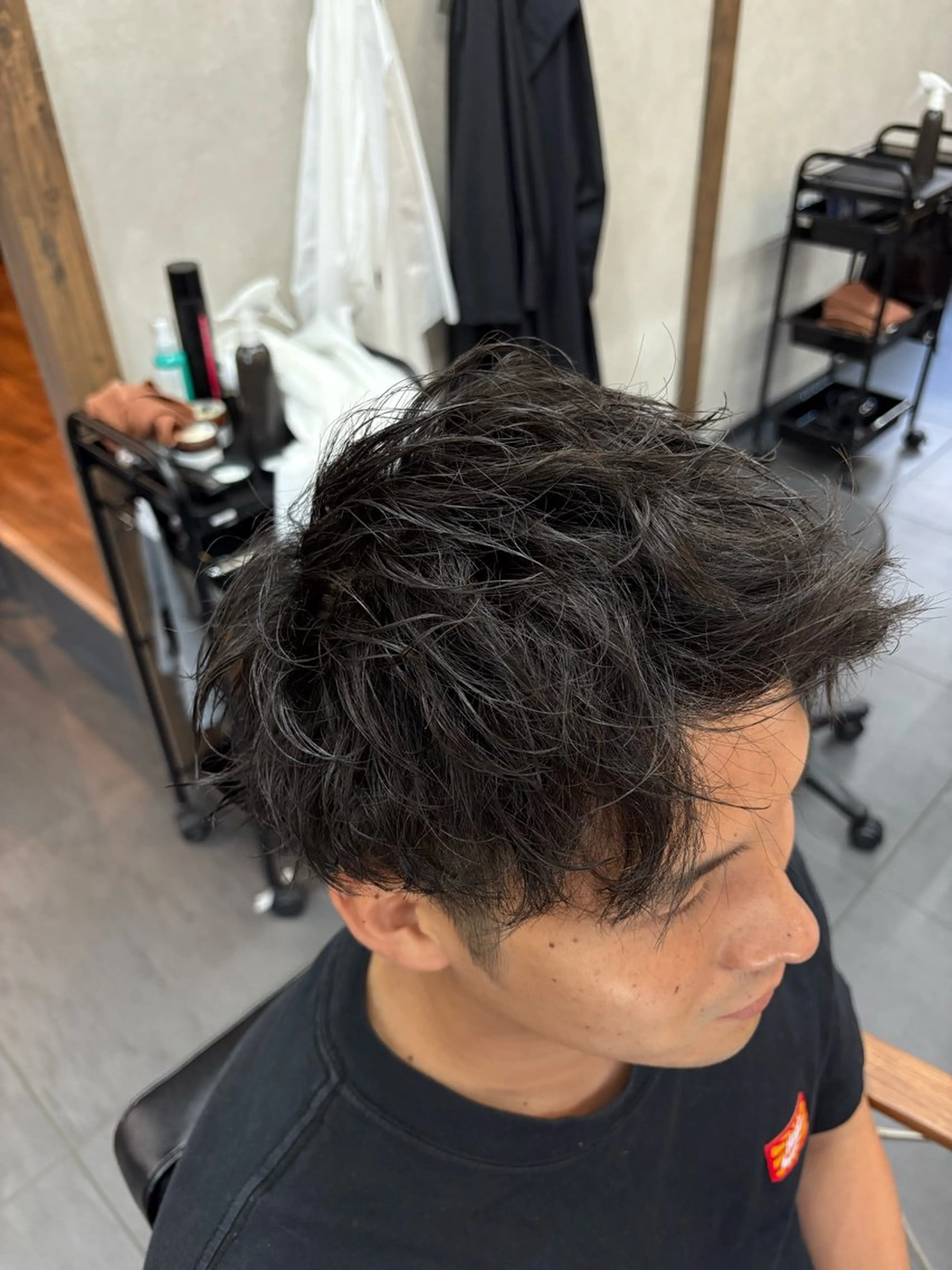 ショート パーマ メンズ メンズパーマ メンズサロン Aso bee 桑原 剛志のヘアスタイル