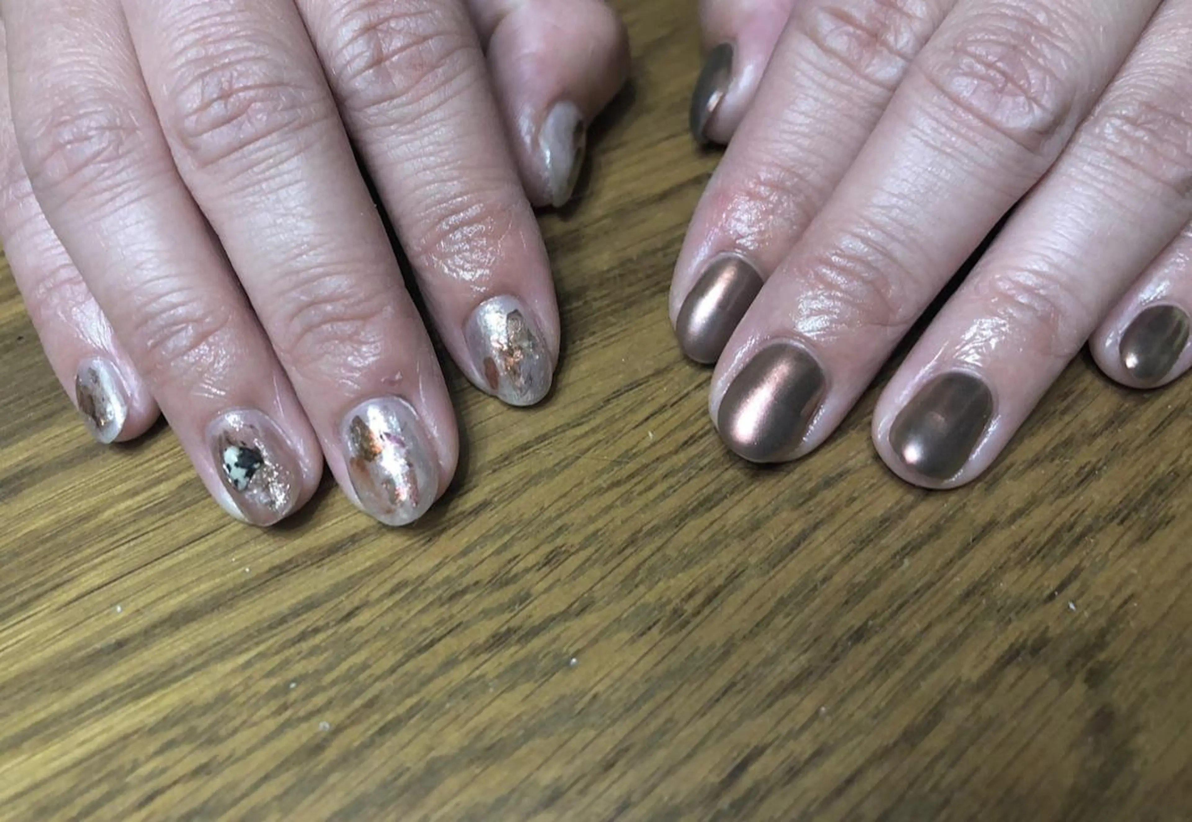 ネイル ブラウン マットネイル ミラーネイル ハンドネイル ☽ ☾のネイルデザイン