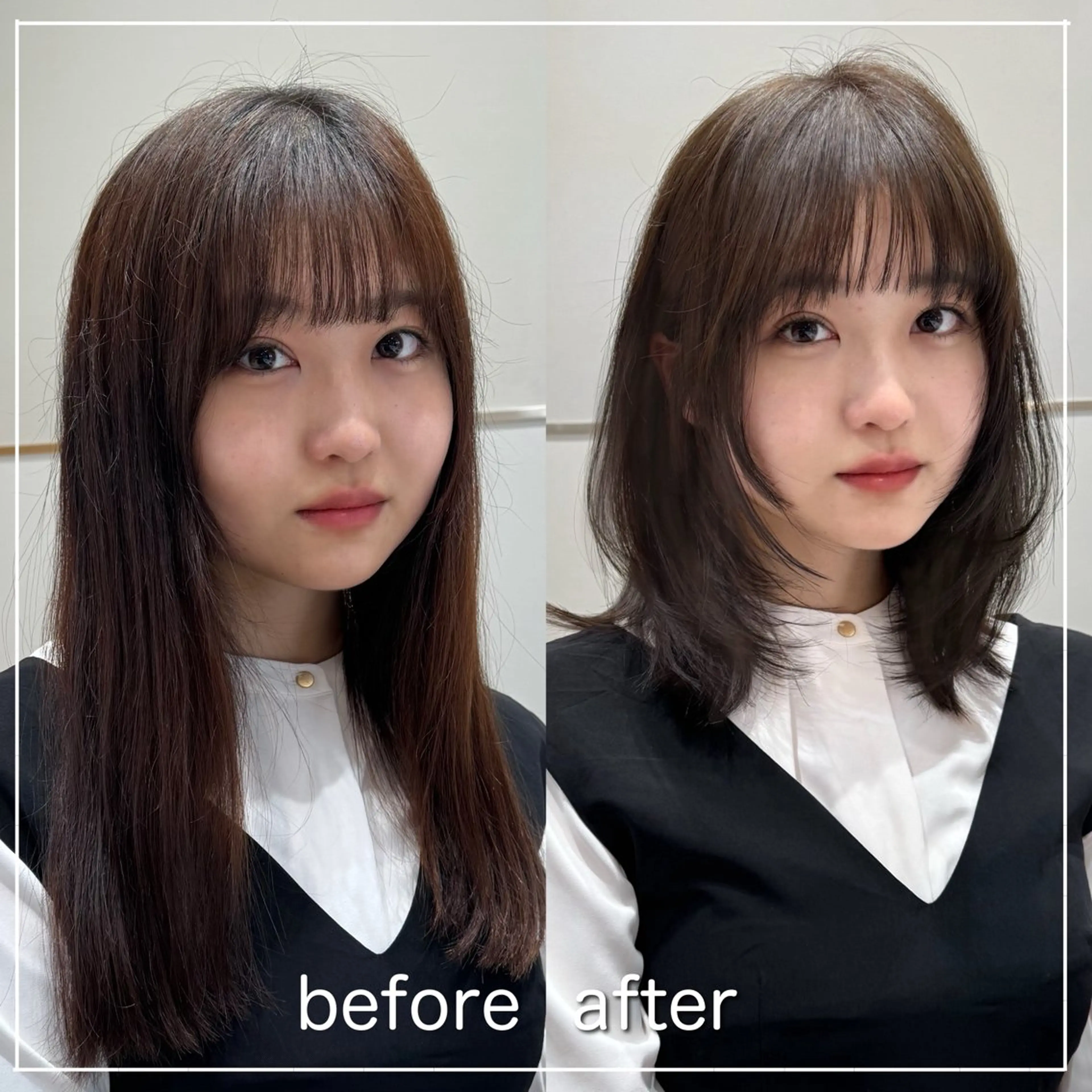 ミディアム カラー パーマ ヘアアレンジ アッシュ ベージュカラー ブリーチ ブリーチなしカラー オリーブベージュ 小野寺瑞希 /最小顔カットのヘアスタイル
