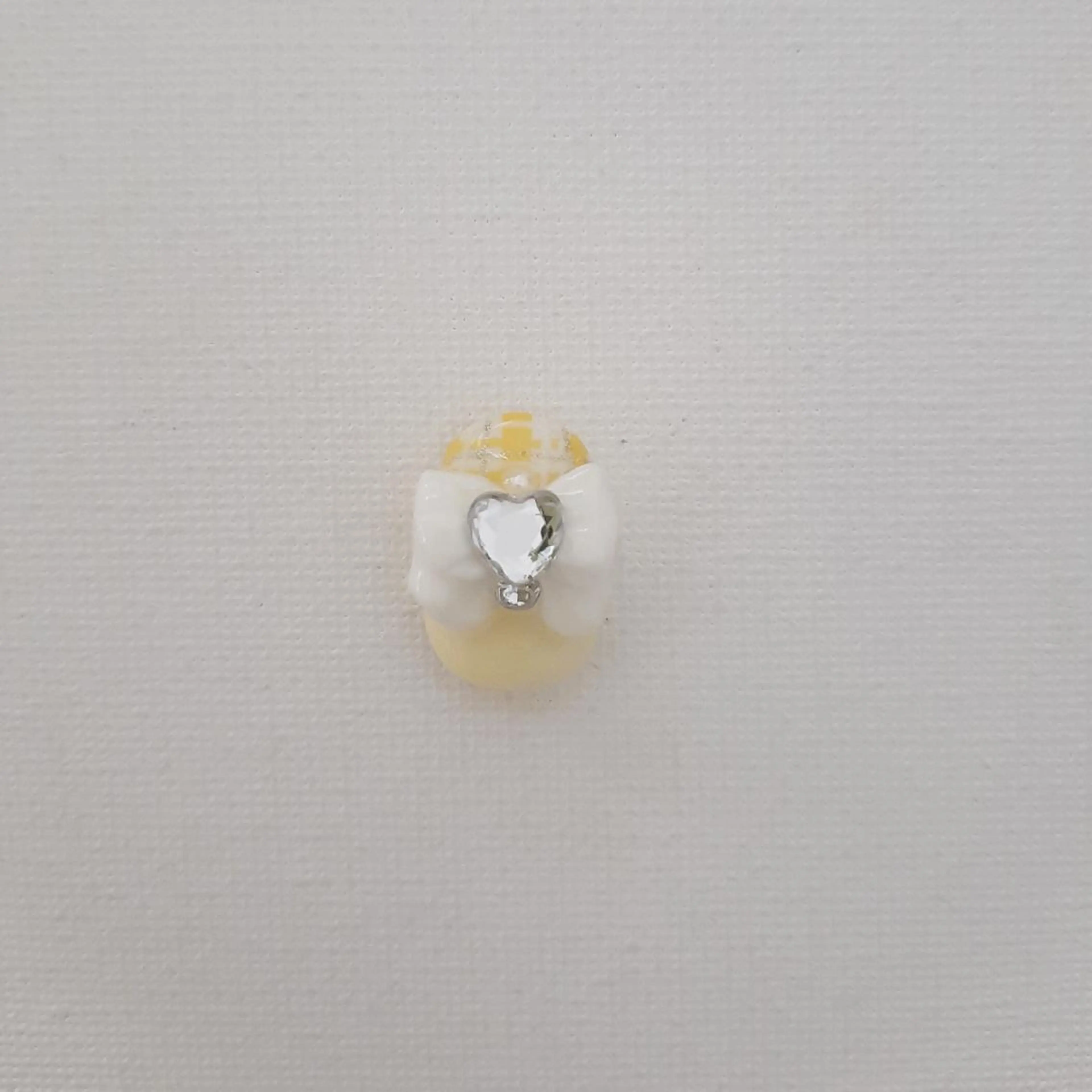 ネイル ジェルネイル 持ち込み リボン ショートネイル 黄色 owlnail /持込みデザイン専門のネイルデザイン