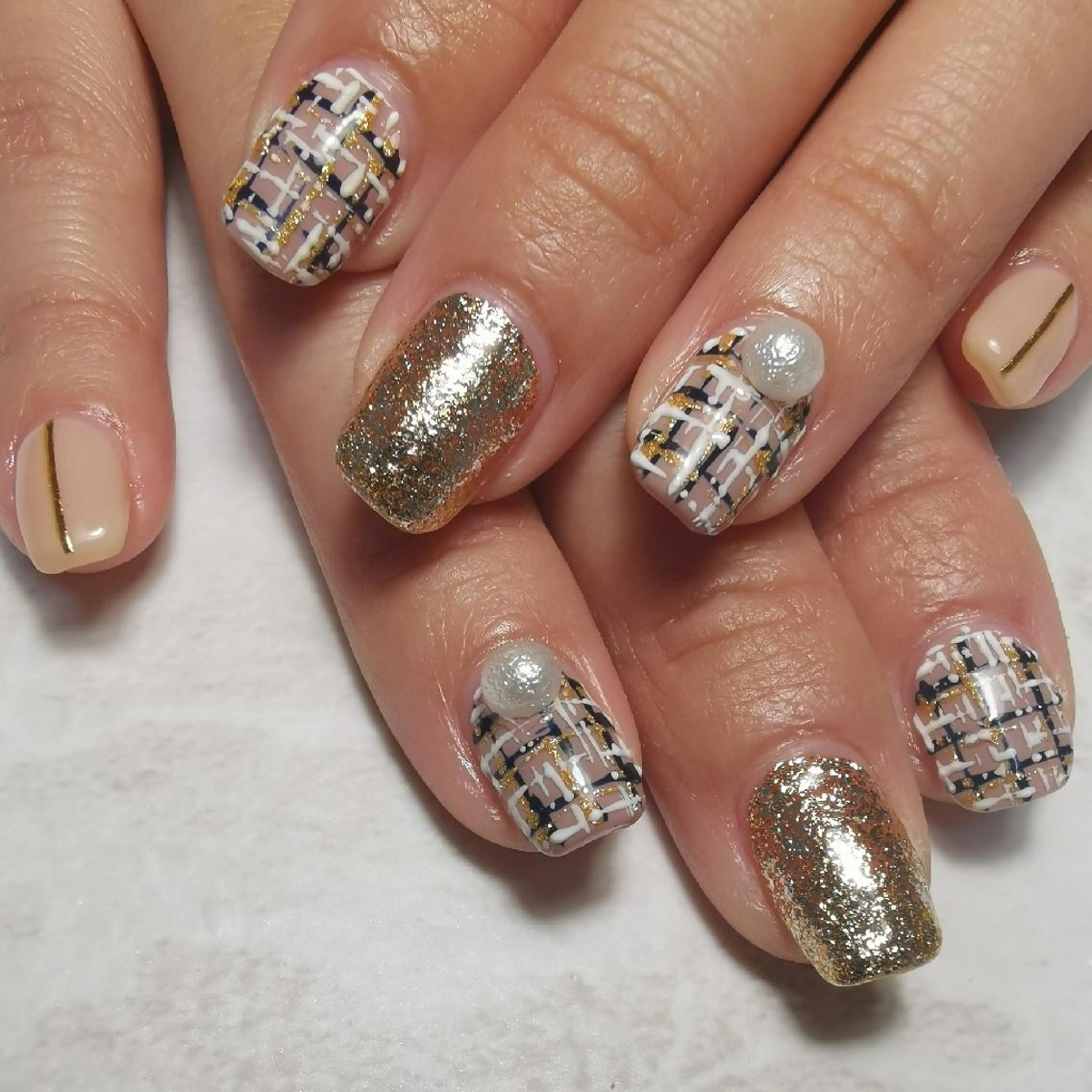 ネイル ツイードネイル ハンドネイル reve あやののネイルデザイン