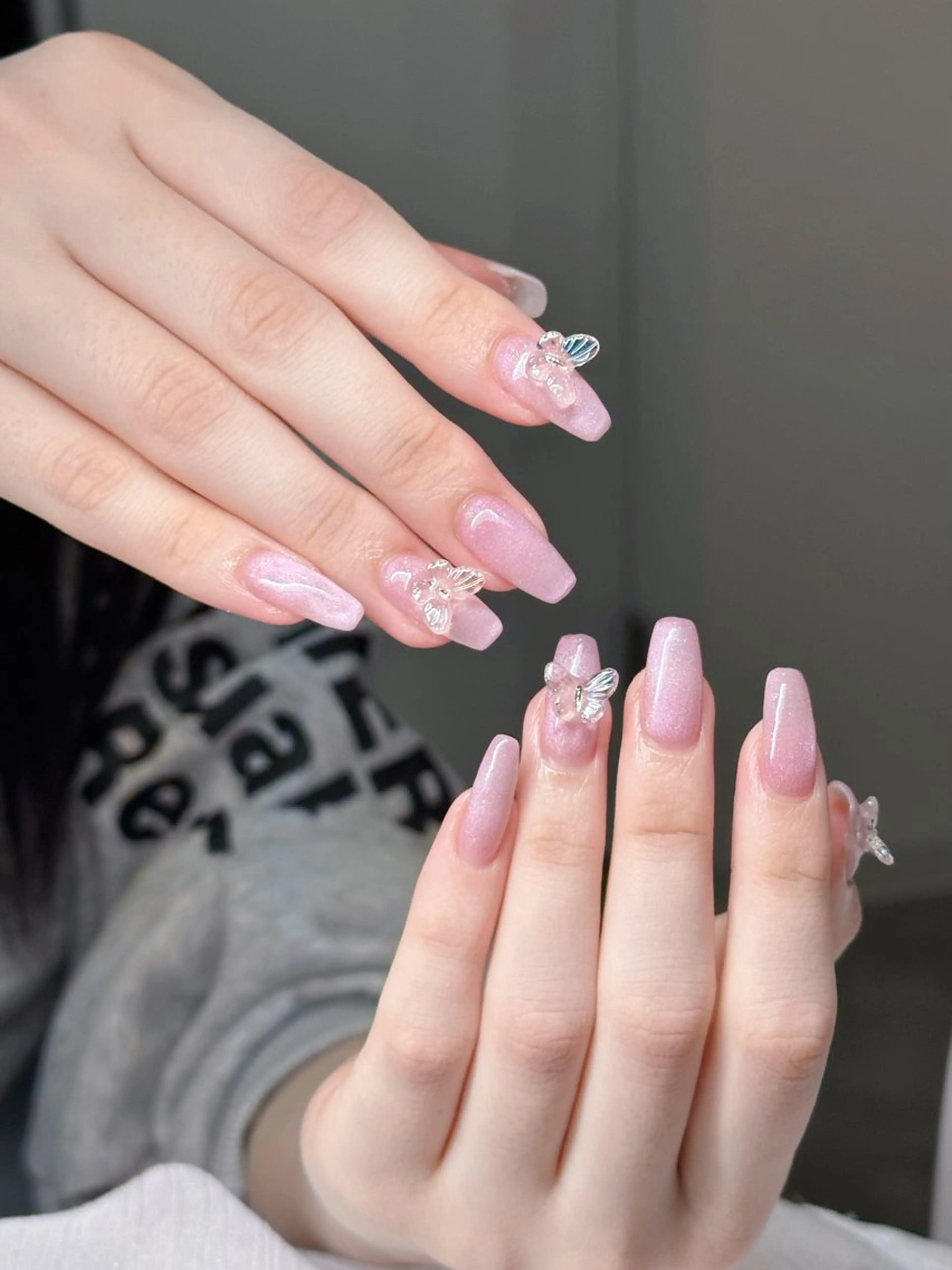 ネイル オーロラネイル ブルー チークネイル 長さ出し フットネイル ハンドネイル Aki アキのネイルデザイン