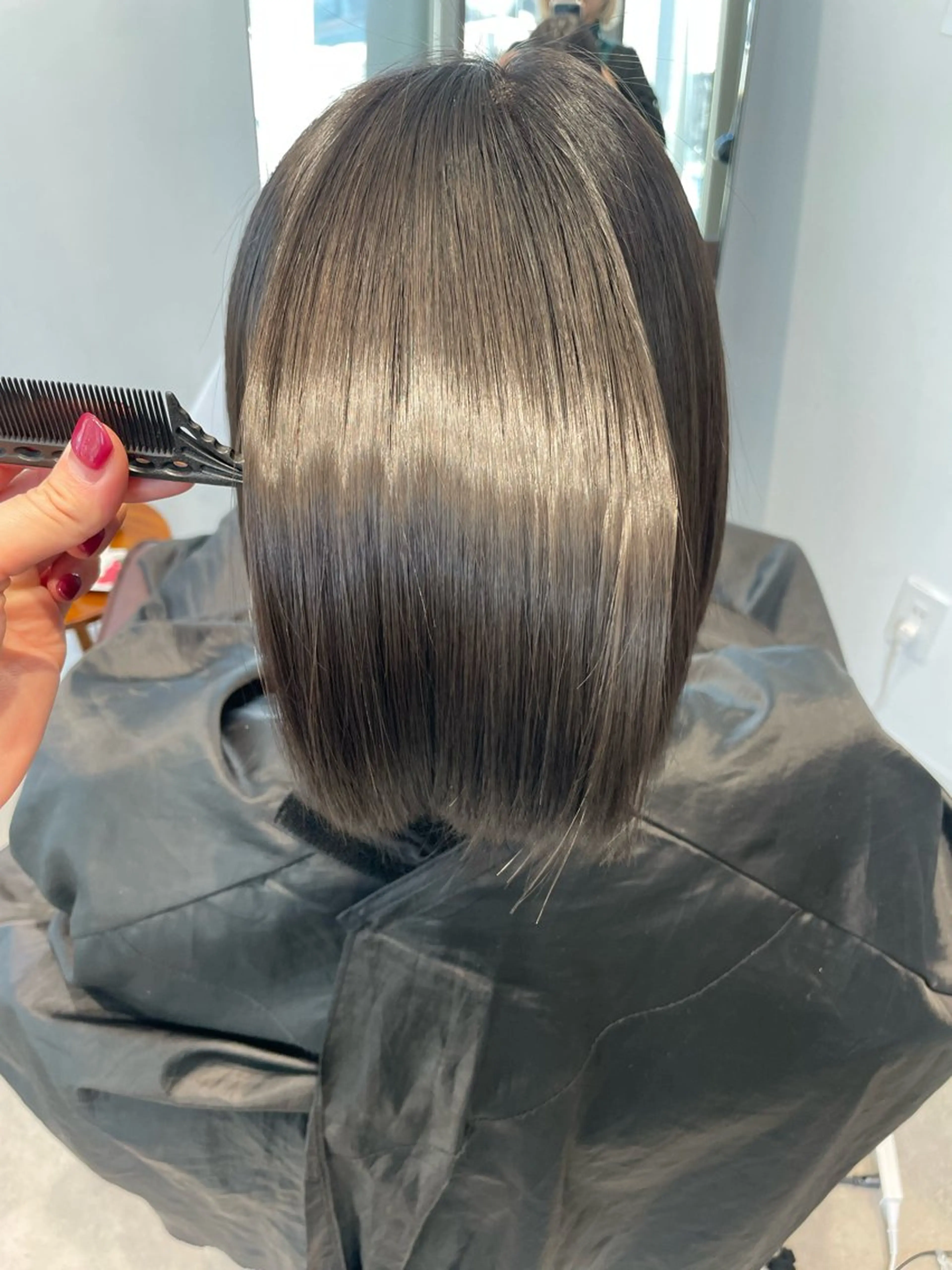 ミディアム 髪質改善 カット 縮毛矯正 SAUT銀座所属・石川玲菜/ 髪質改善ボブ/メンズのヘアスタイル