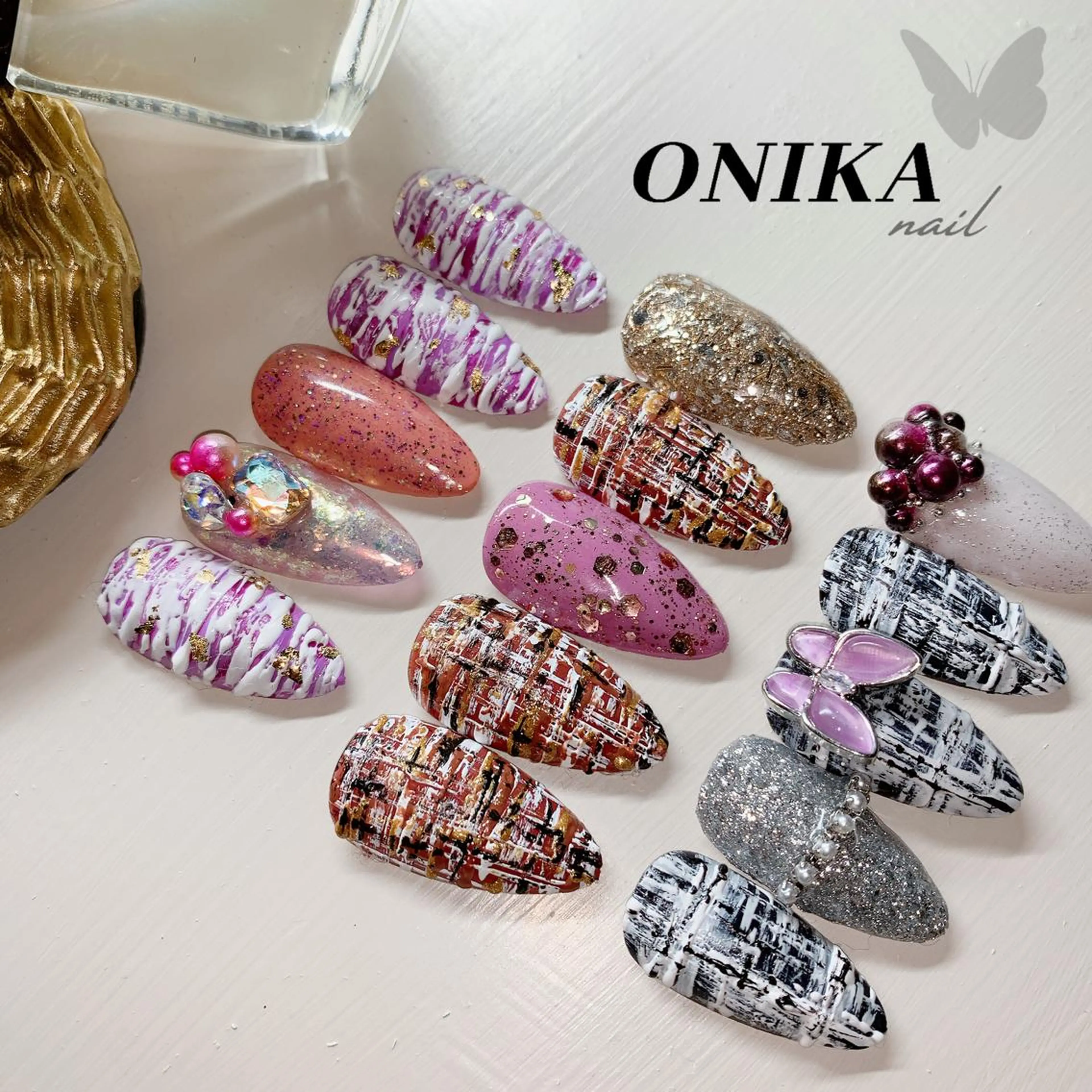 ネイル ジェルネイル 韓国ネイル ニュアンスネイル パラジェル ツイードネイル ONIKA Nail 表参道A4徒歩2分のネイルデザイン