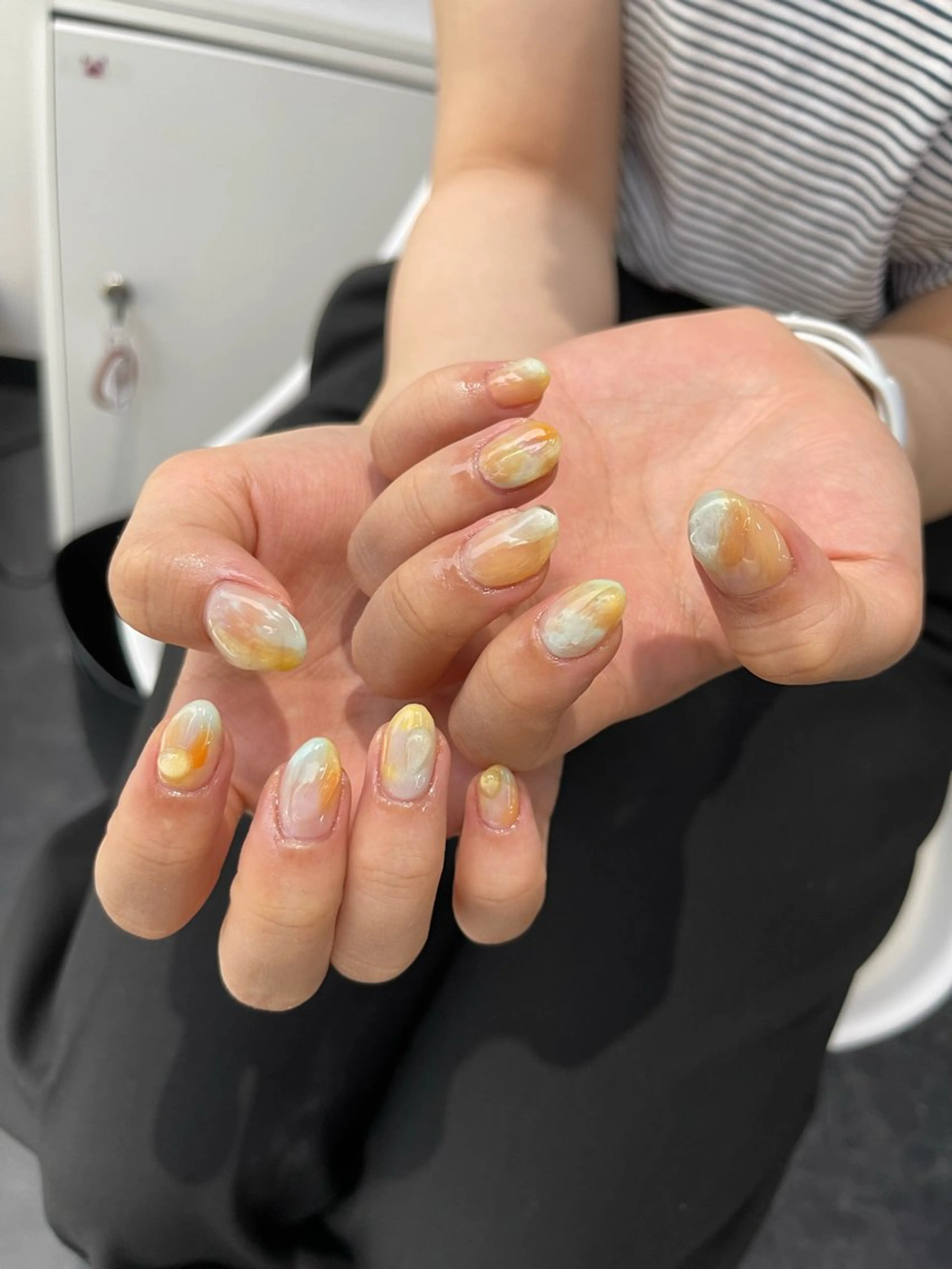 ネイル フレンチネイル マグネットネイル ニュアンスネイル ワンカラーネイル ハンドネイル GRANDE大須 Cecil💜のネイルデザイン