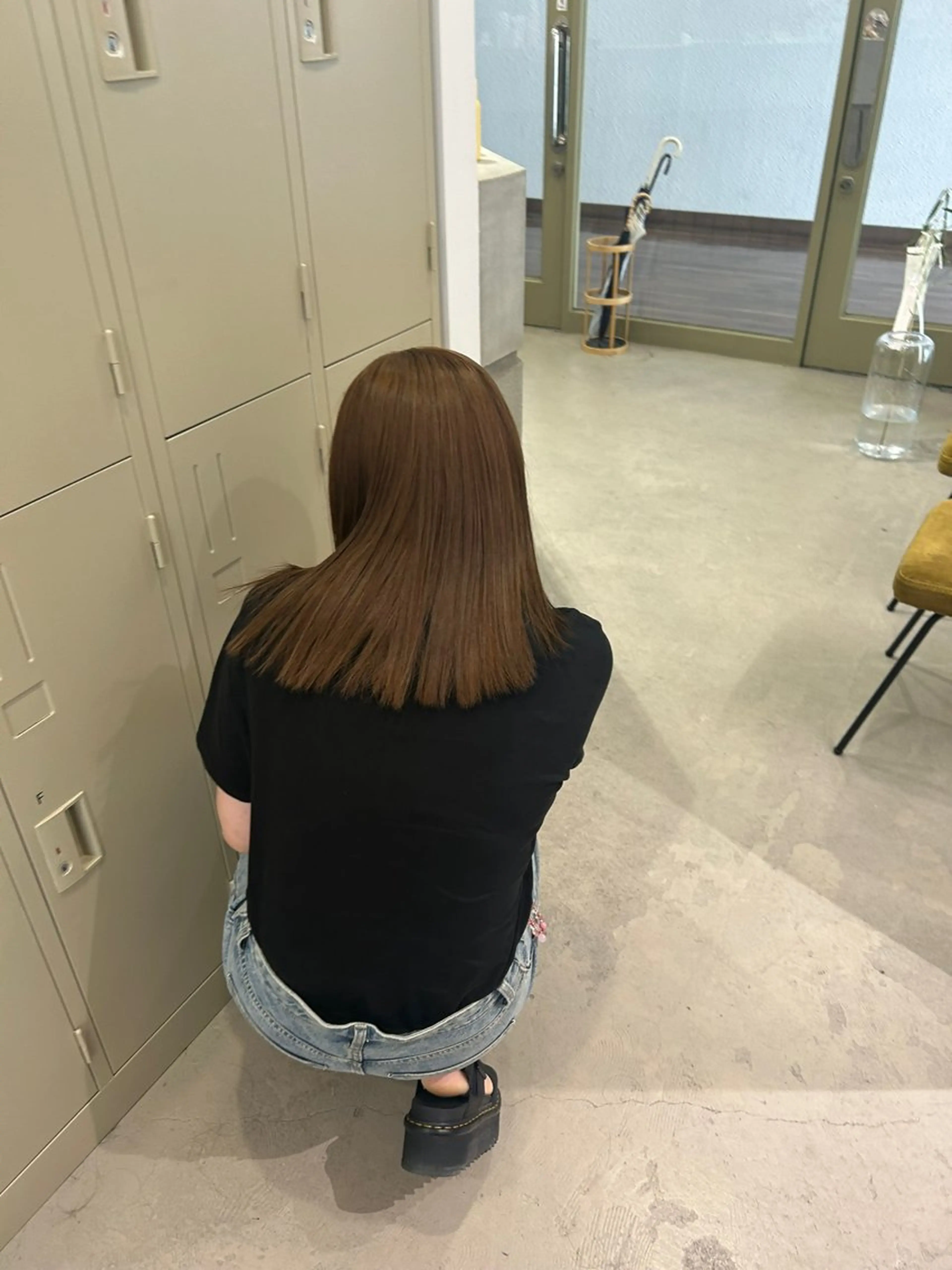 ミディアム カラー ブリーチ ブリーチなしカラー カット ヘアカラー トリートメント 戸田 望月のヘアスタイル