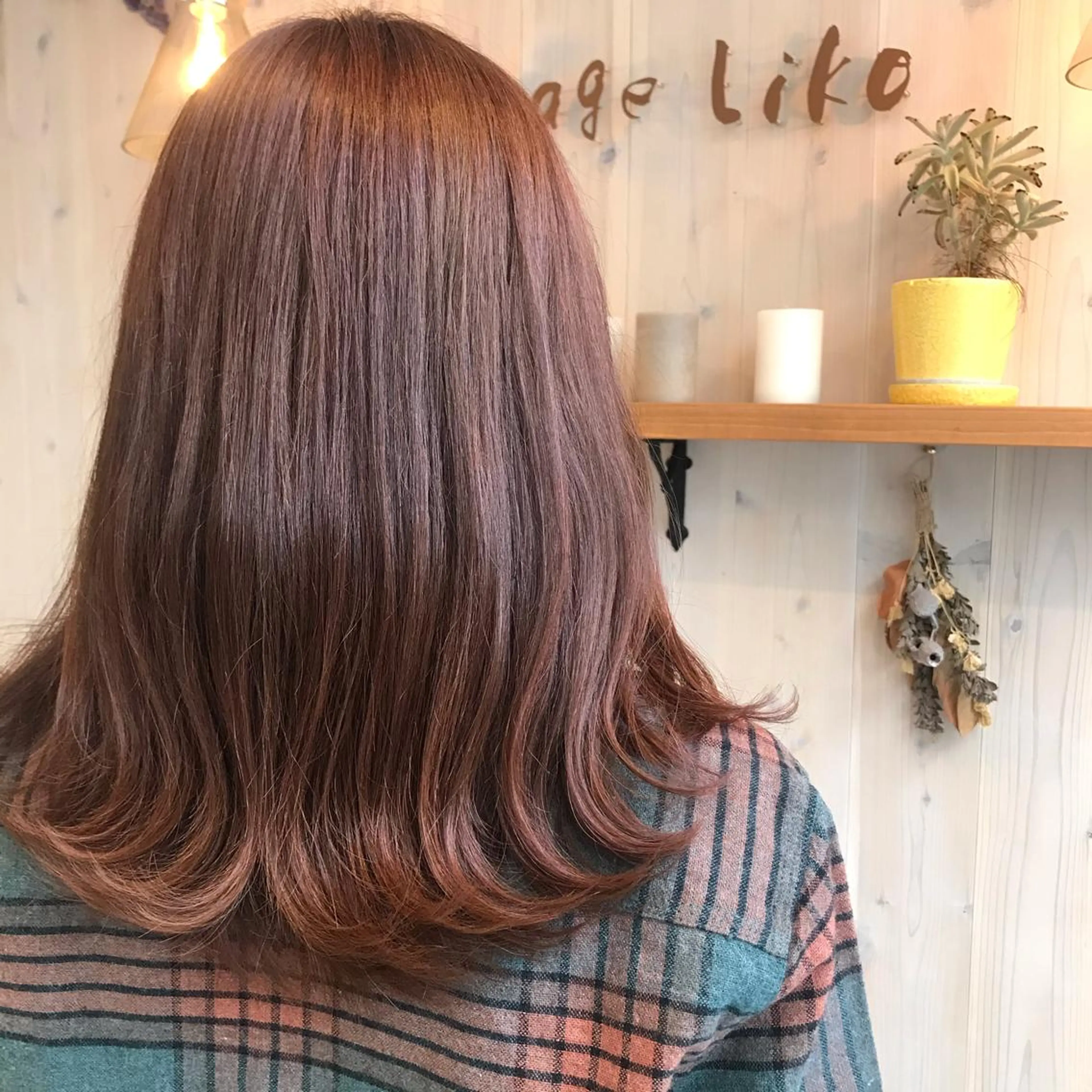 セミロング カラー レッドカラー 透明感カラー/ 寺田千雅子のヘアスタイル