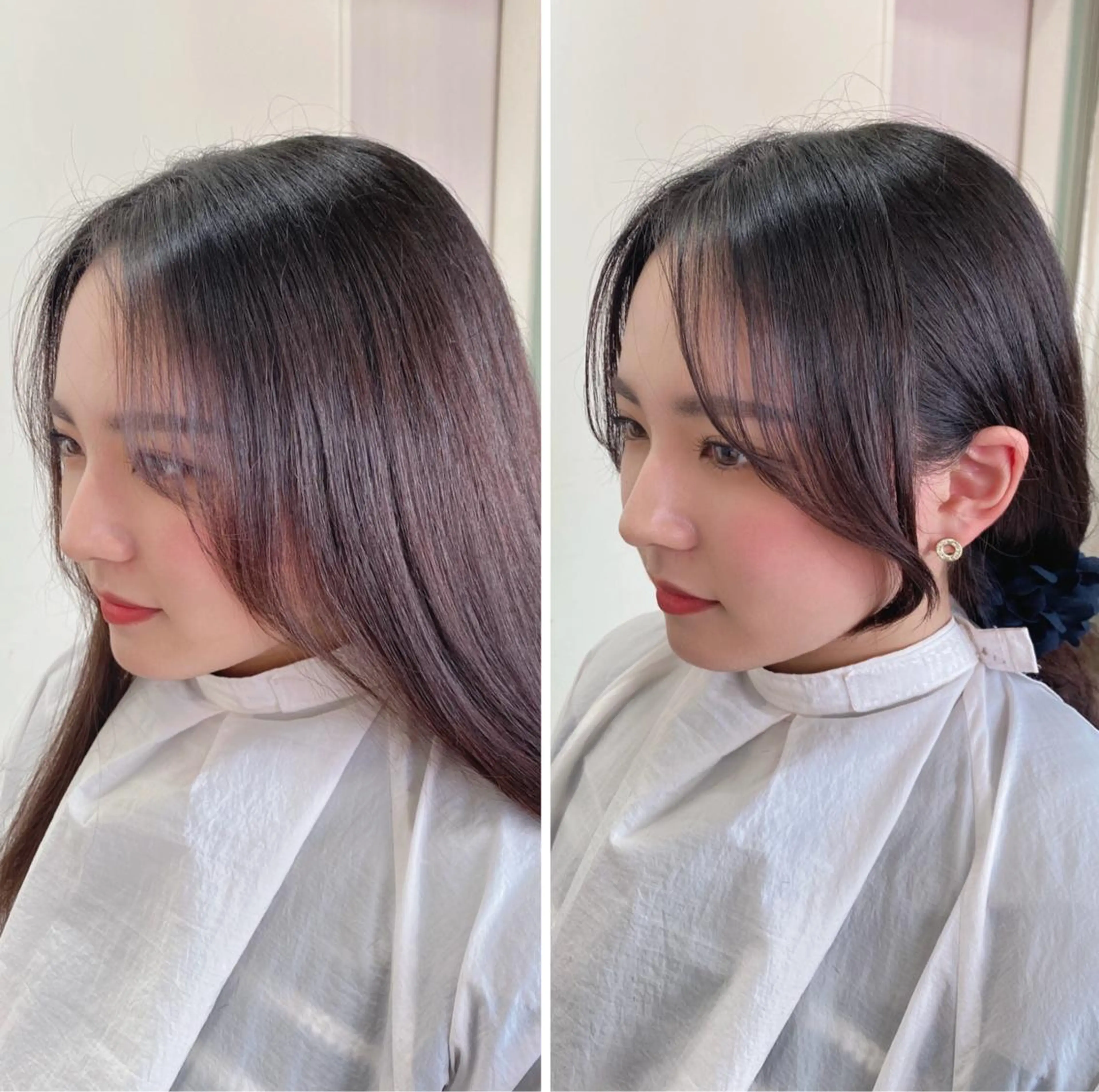 セミロング 顔周りカット 【艶ヘア】 どうまえのヘアスタイル