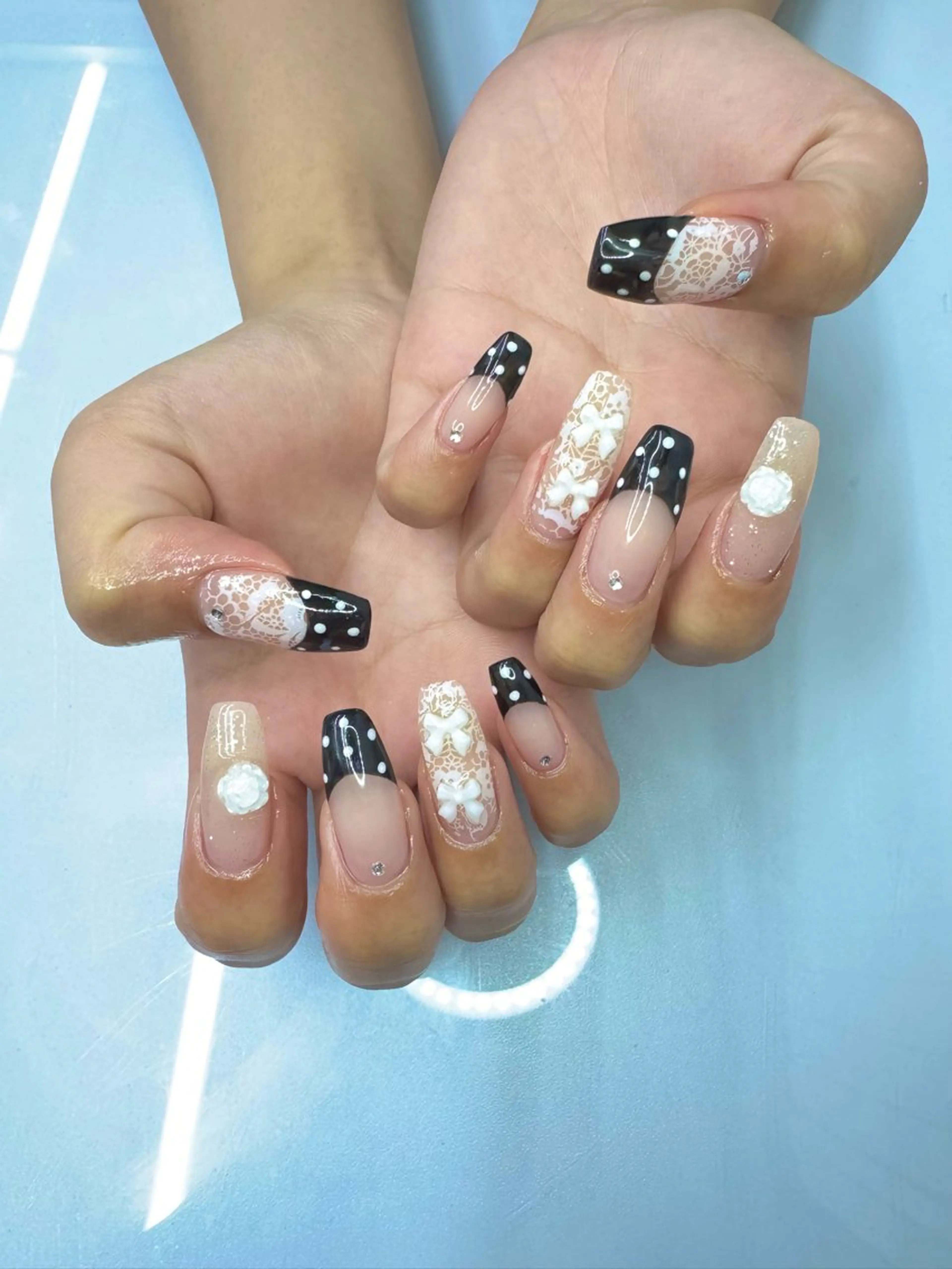 ネイル ドット レース ハンドネイル Nail Sant Esperanza by SALON DE やす所属・Sant Esperanzaのネイルデザイン