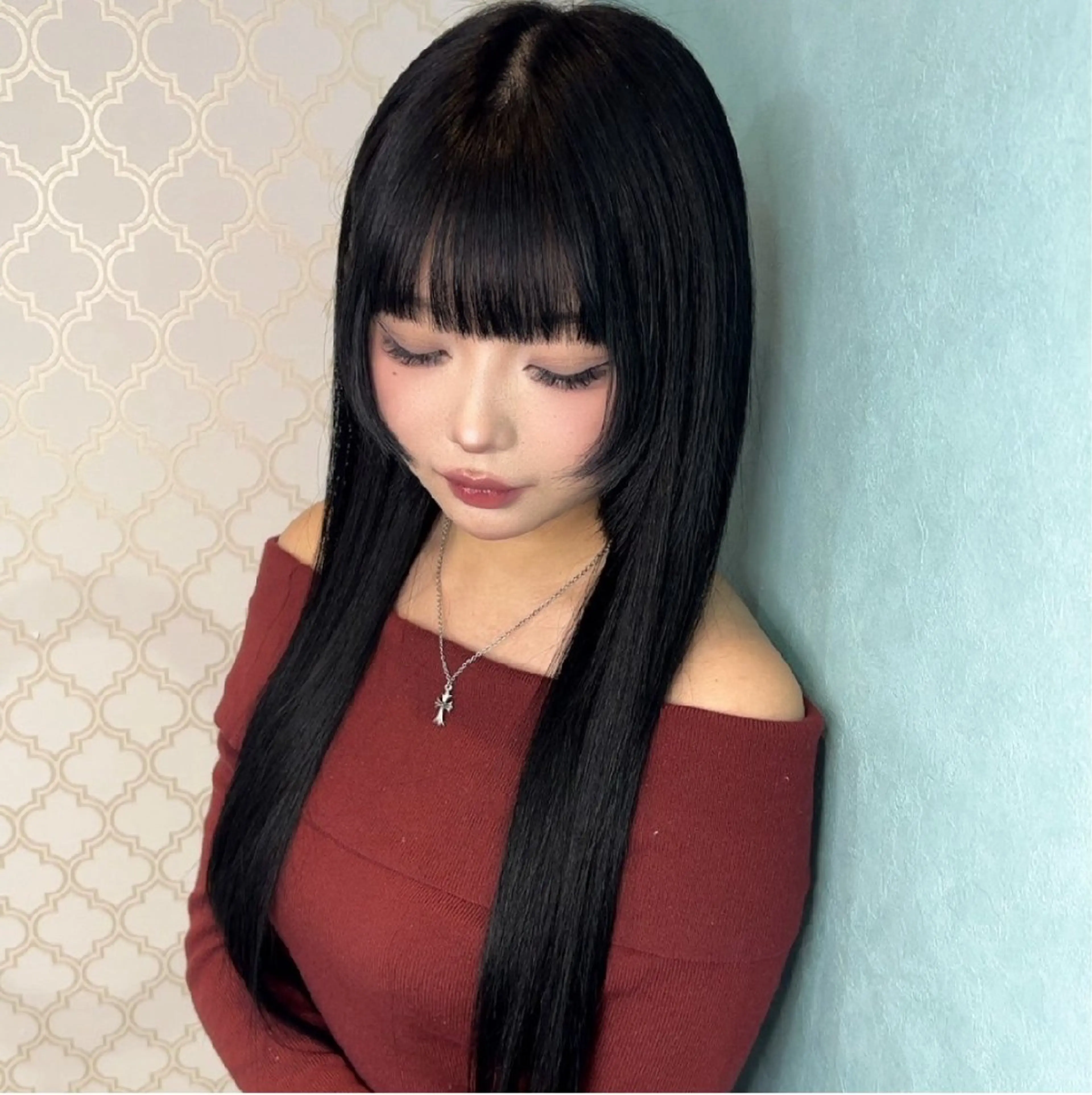 ロング 姫カット ロング 甘辛地雷☘韓国系❦ エクステNo1♡ルナのヘアスタイル