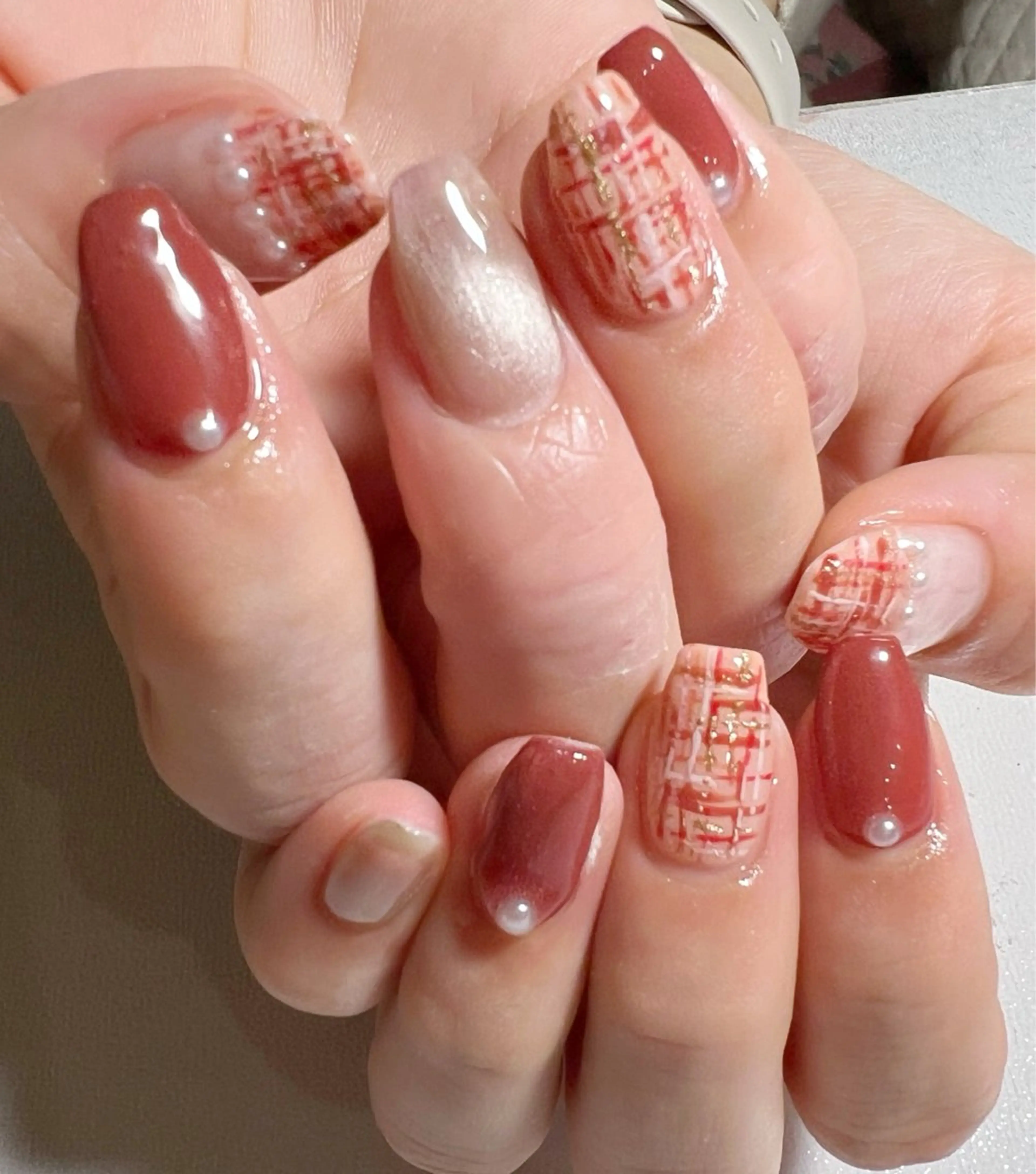 ネイル マグネットネイル ツイードネイル ハンドネイル private salon mieのネイルデザイン