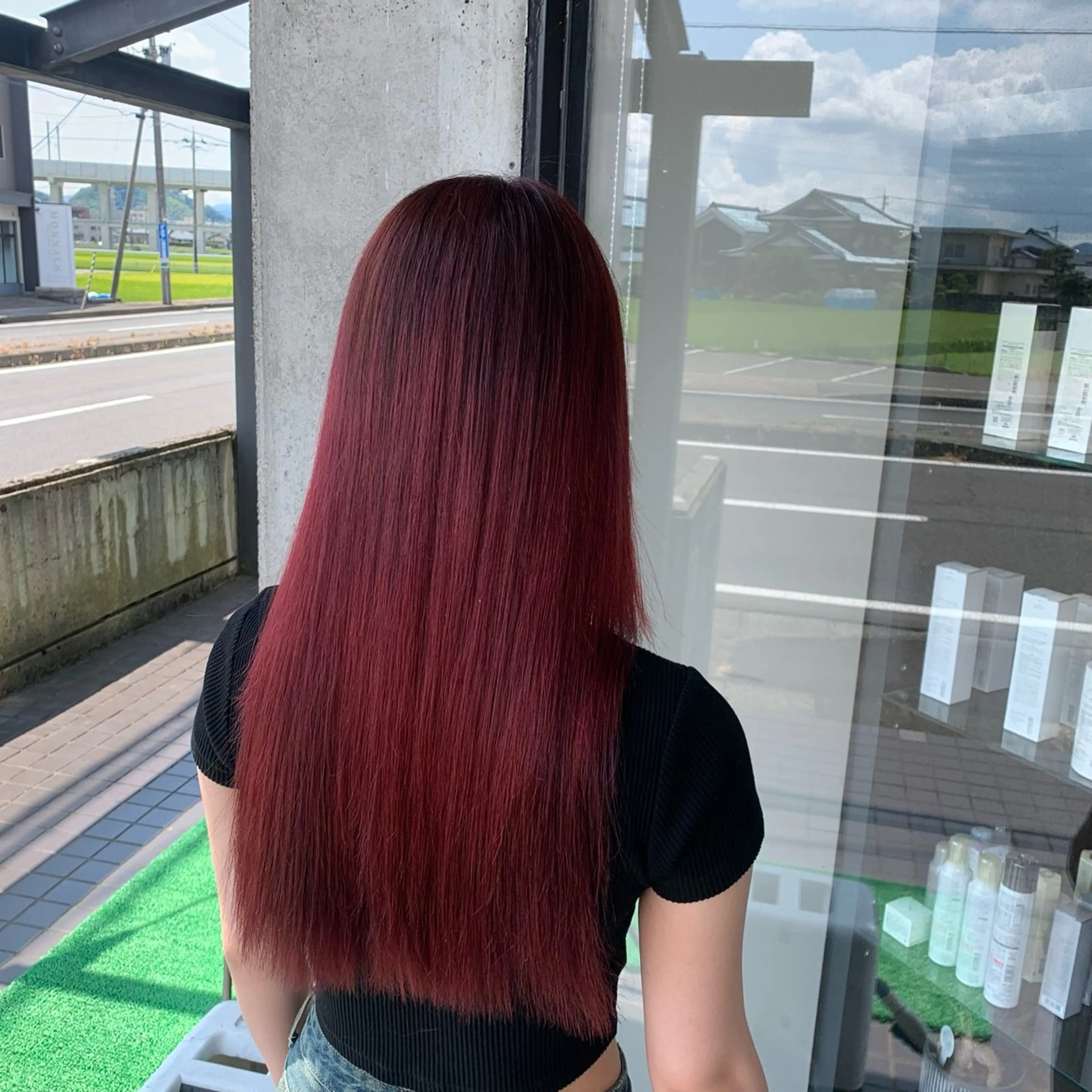 ロング カラー レッドカラー ヘアカラー arika マユのヘアスタイル