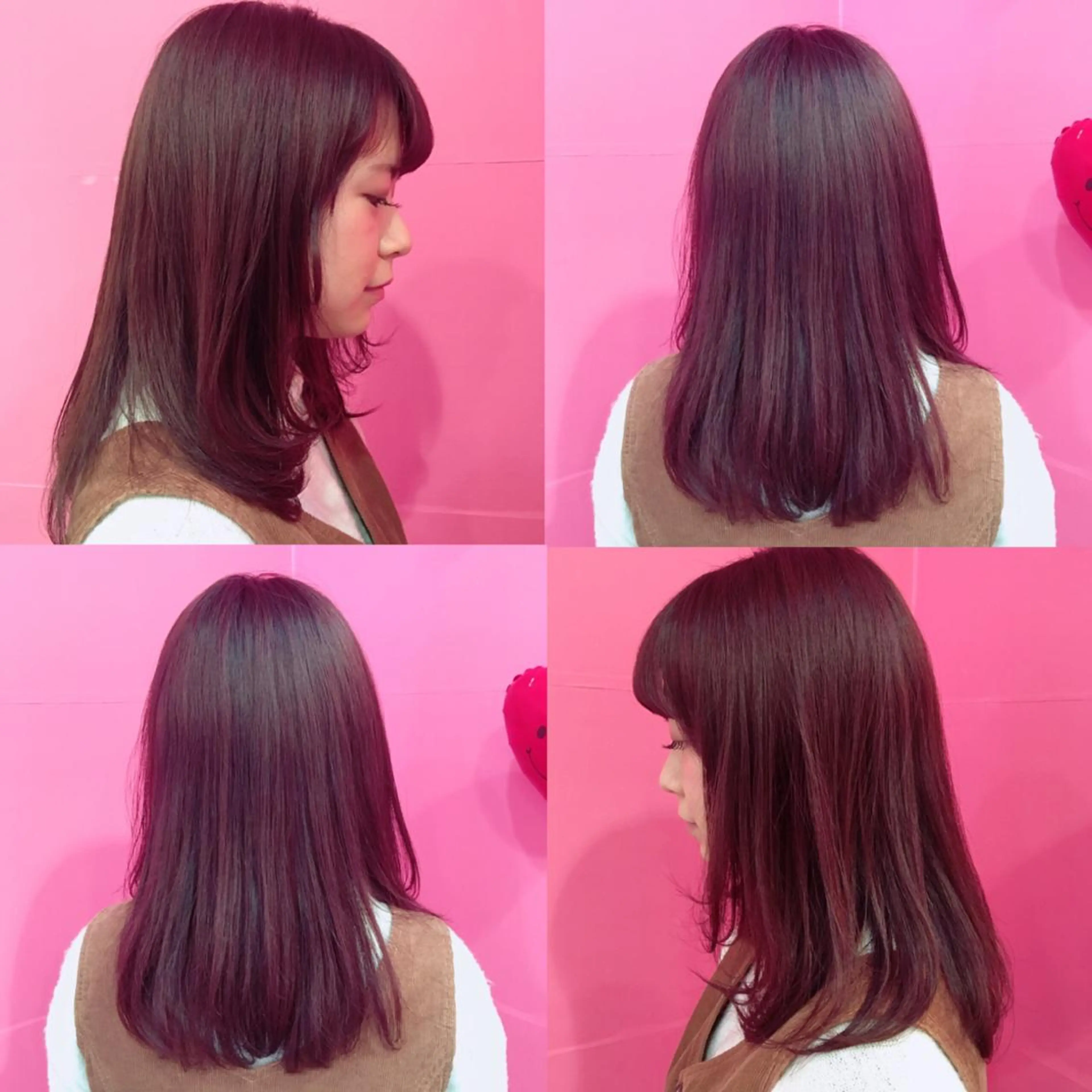 セミロング カラー ピンクカラー LiNA🌿藤原 茉莉花のマツエク・マツパデザイン
