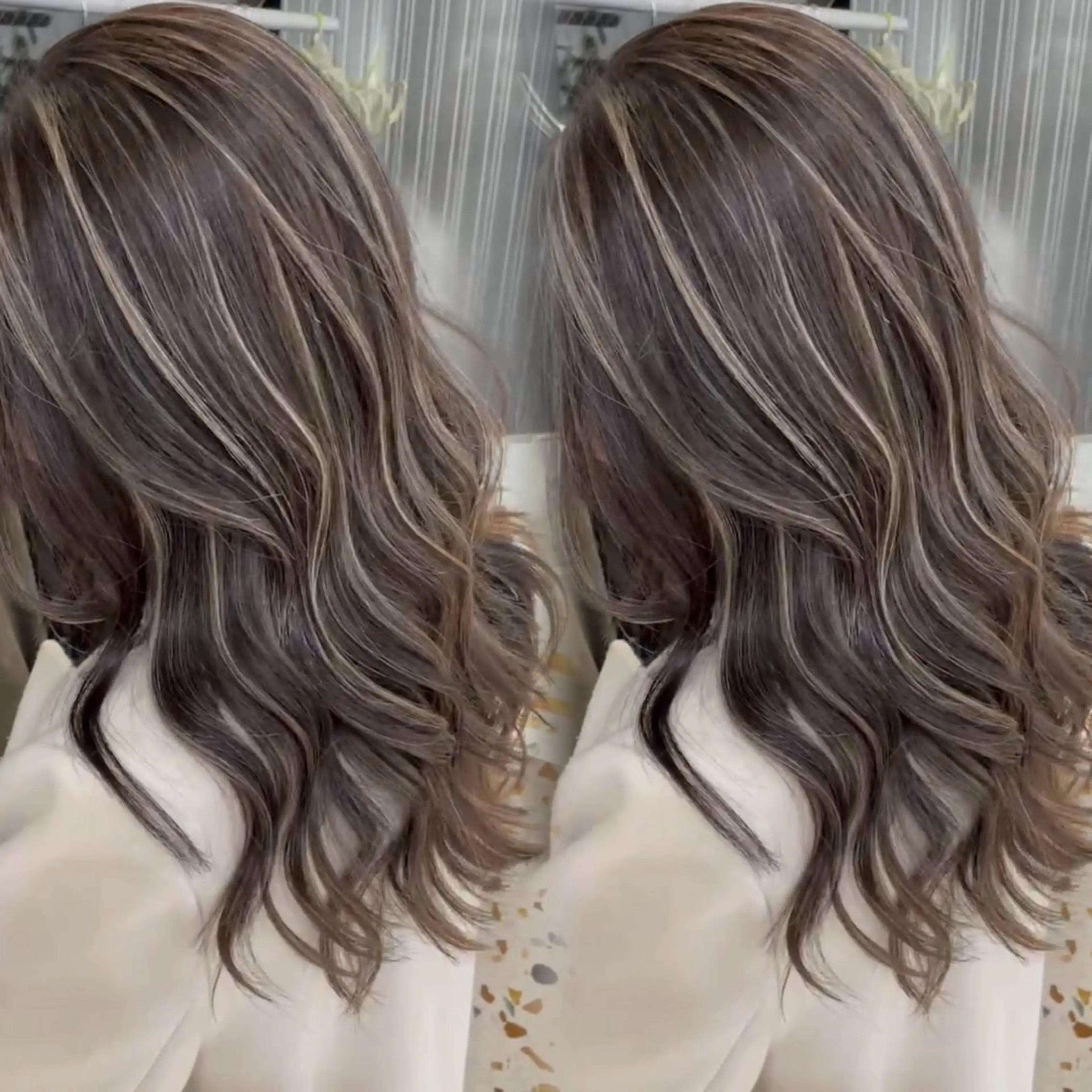 ロング カラー ハイライトカラー ハイライト カット ヘアカラー トリートメント 表参道/ハイライト バレイヤージュのヘアスタイル