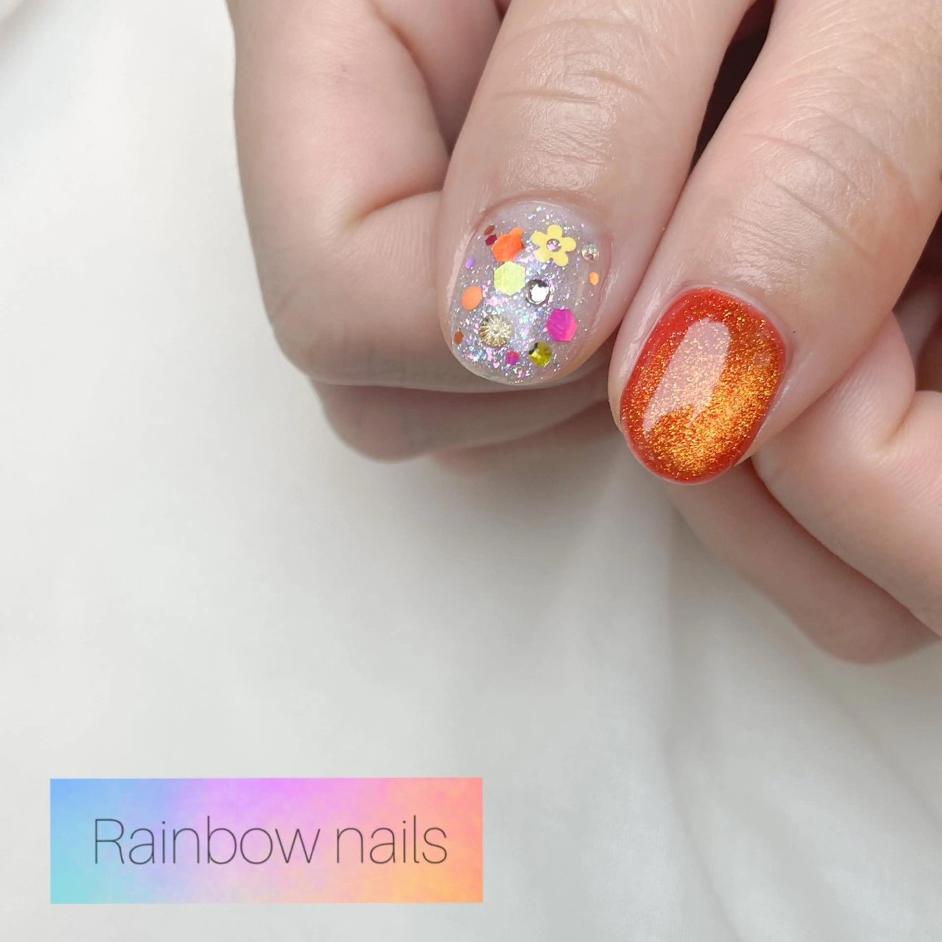 ネイル Rainbow nailsくろちゃんのネイルデザイン
