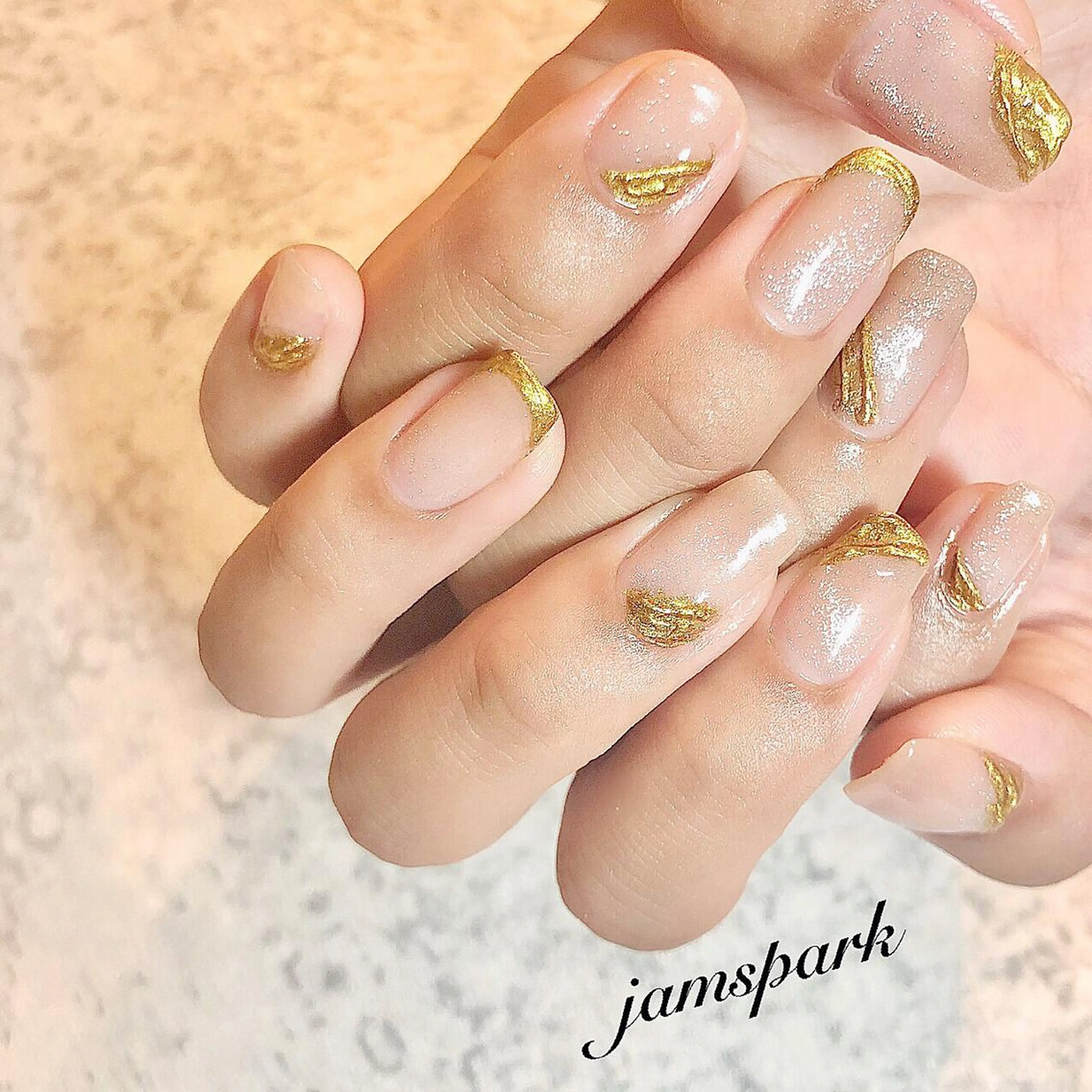 ネイル アートネイル クリアネイル ゴールド マグネットネイル ミラーネイル ハンドネイル jamspark ✨のネイルデザイン